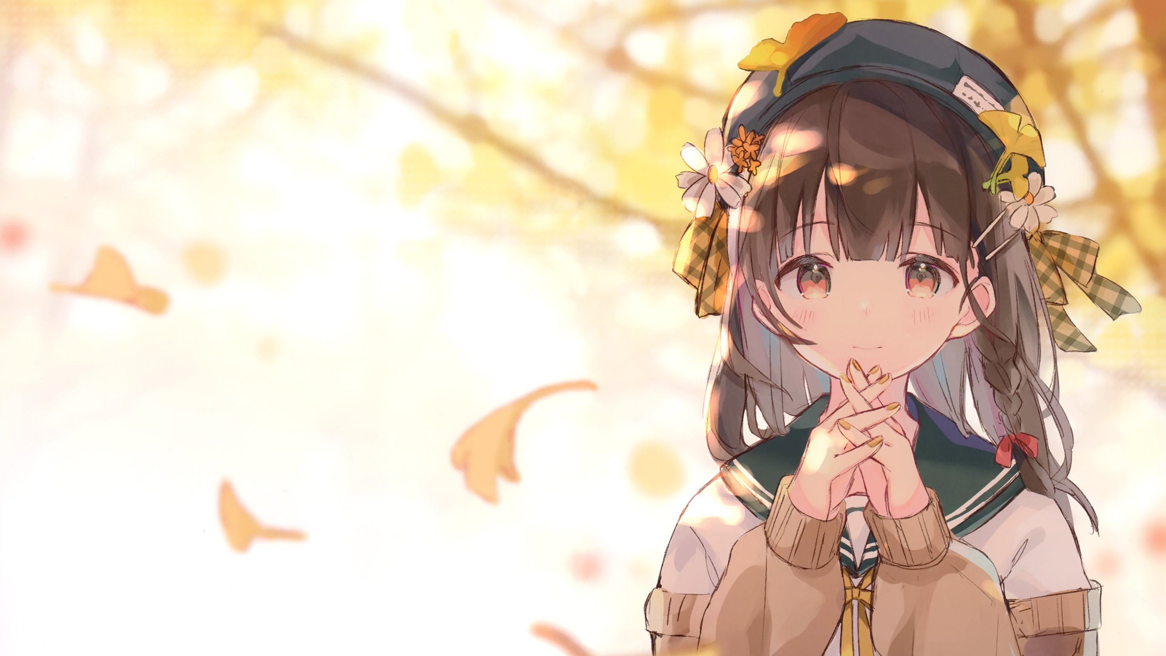 卡通人物 二次元 银杏 落叶