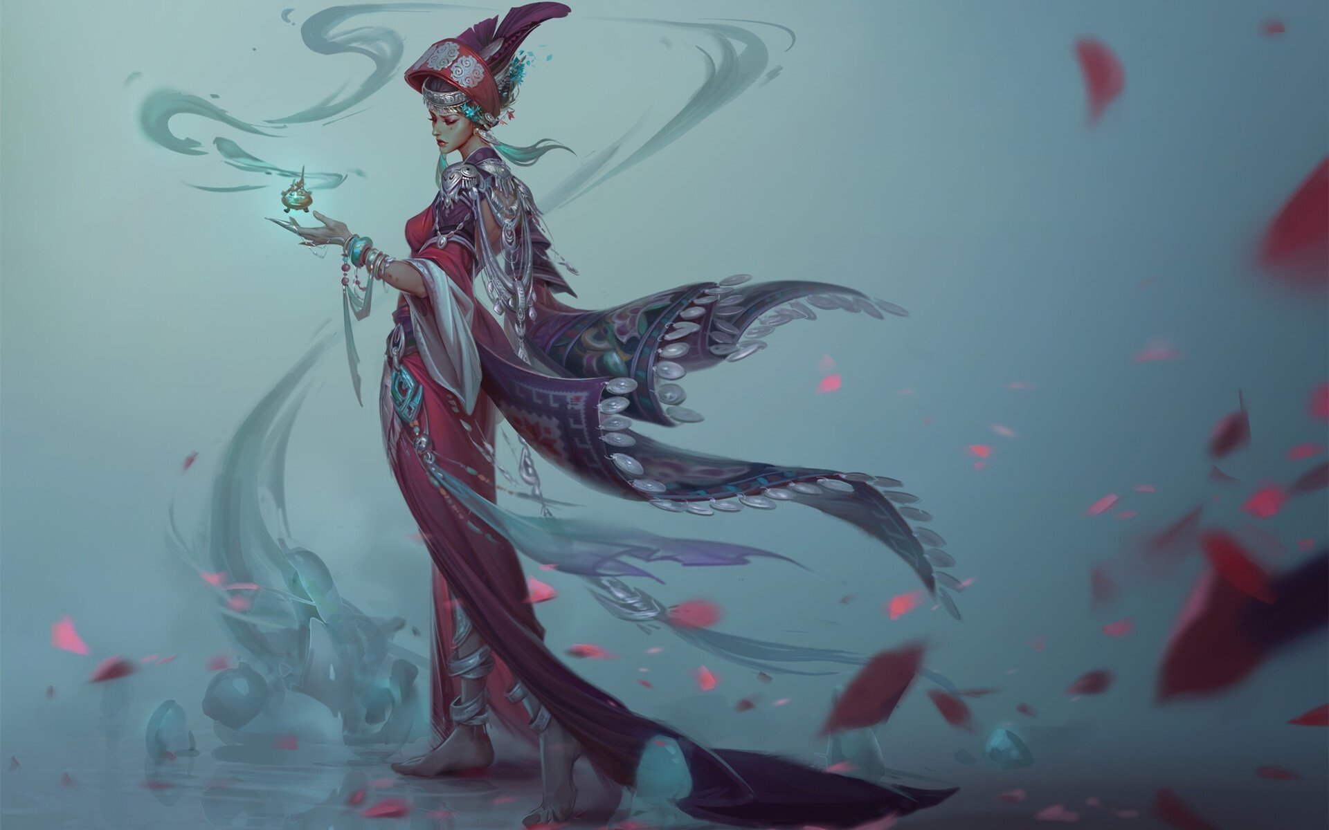 苗族 仙女  落叶 民族