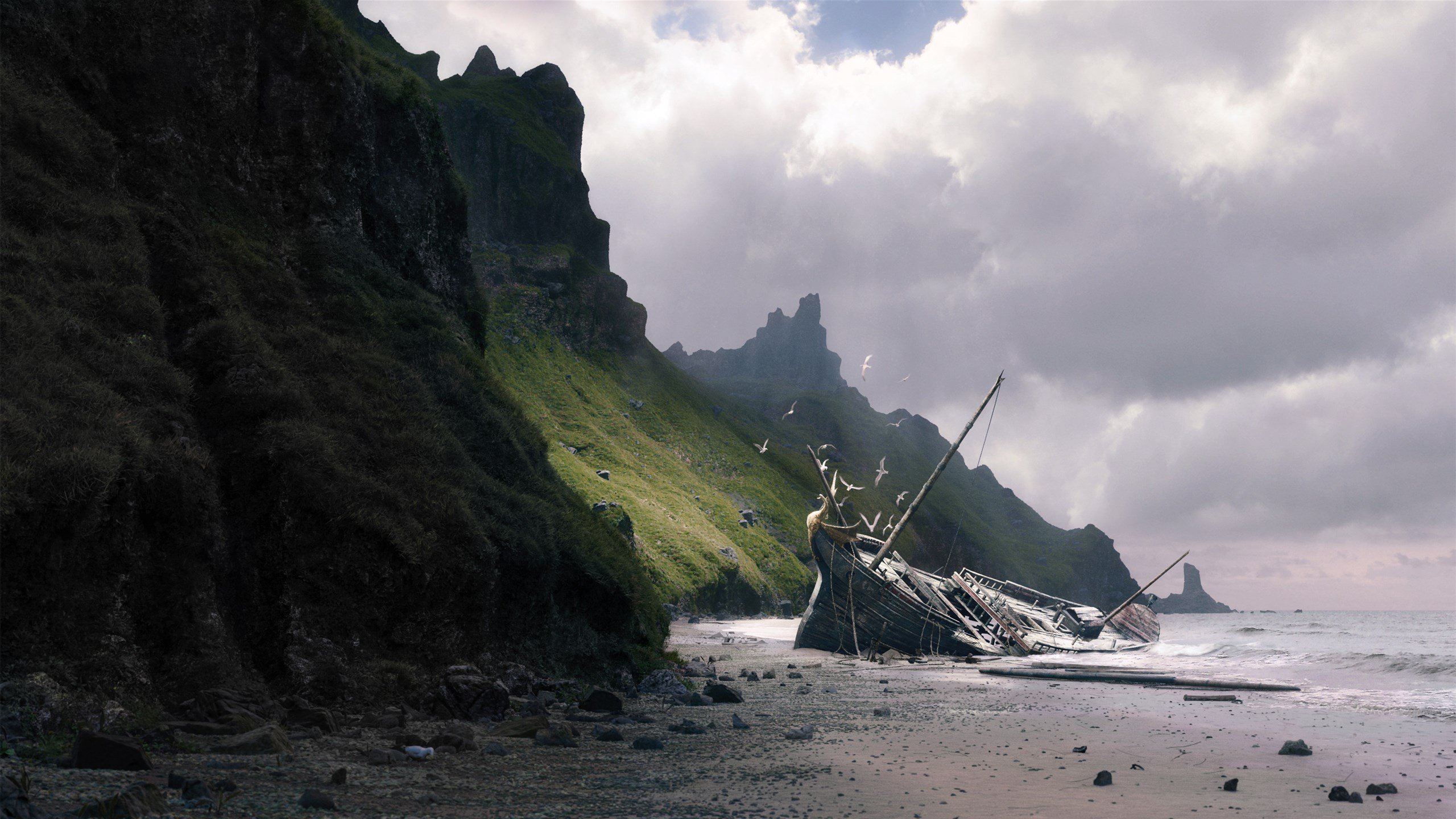 沉船 搁浅 沙滩 军舰