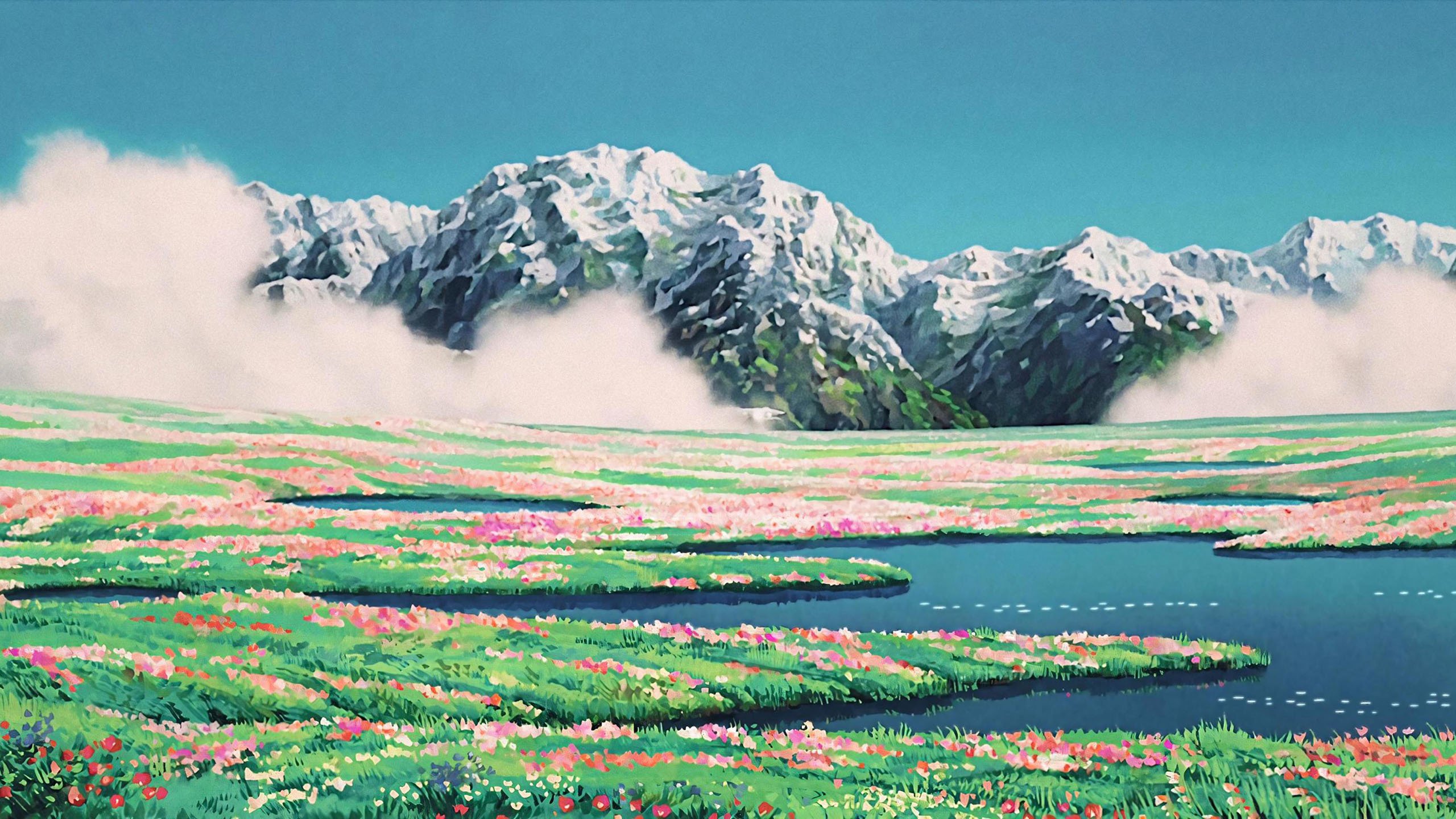 草原 花海 雪山 迷雾 世外桃源