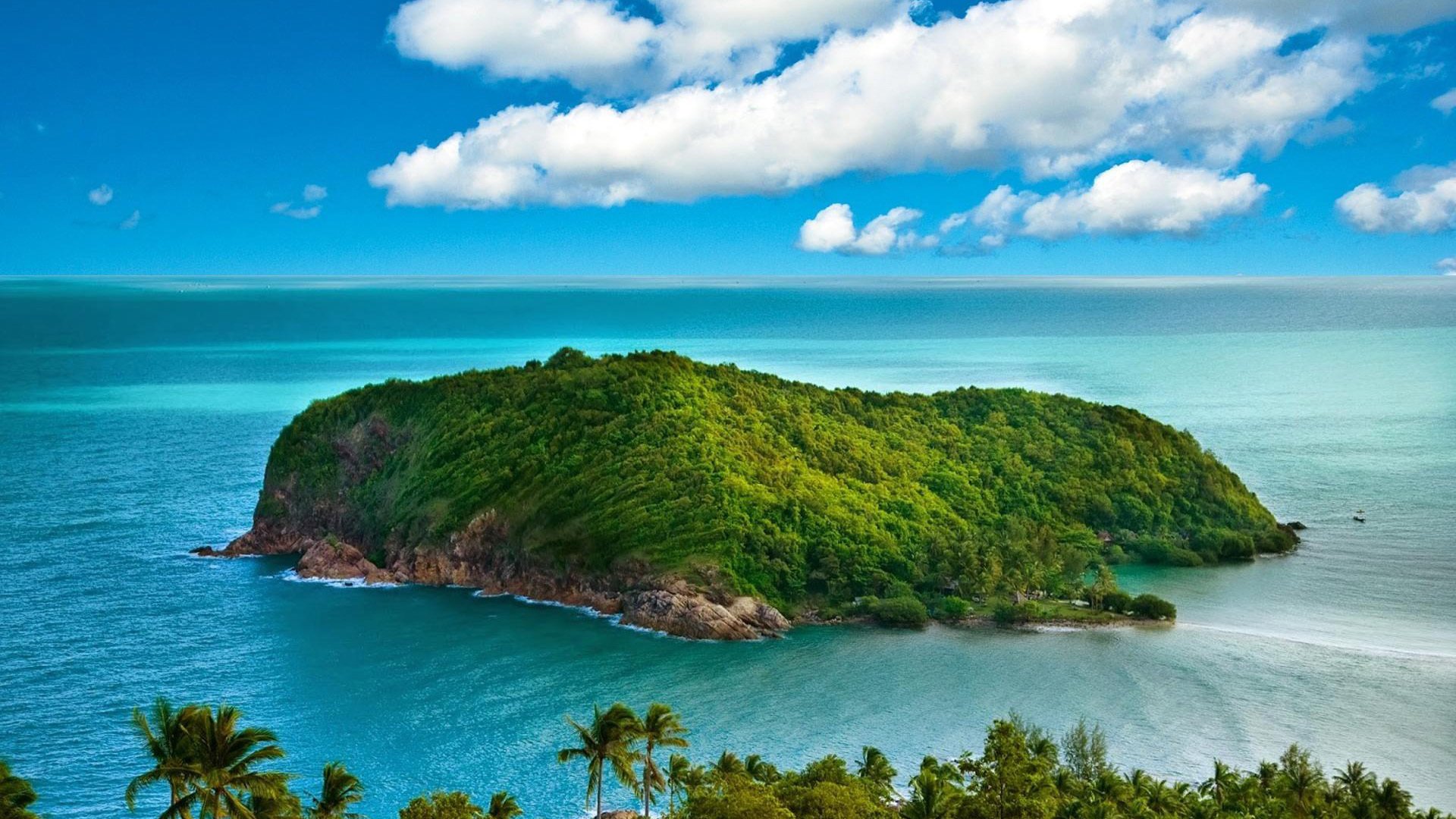 海洋天堂 海岛 白云 蓝色大海