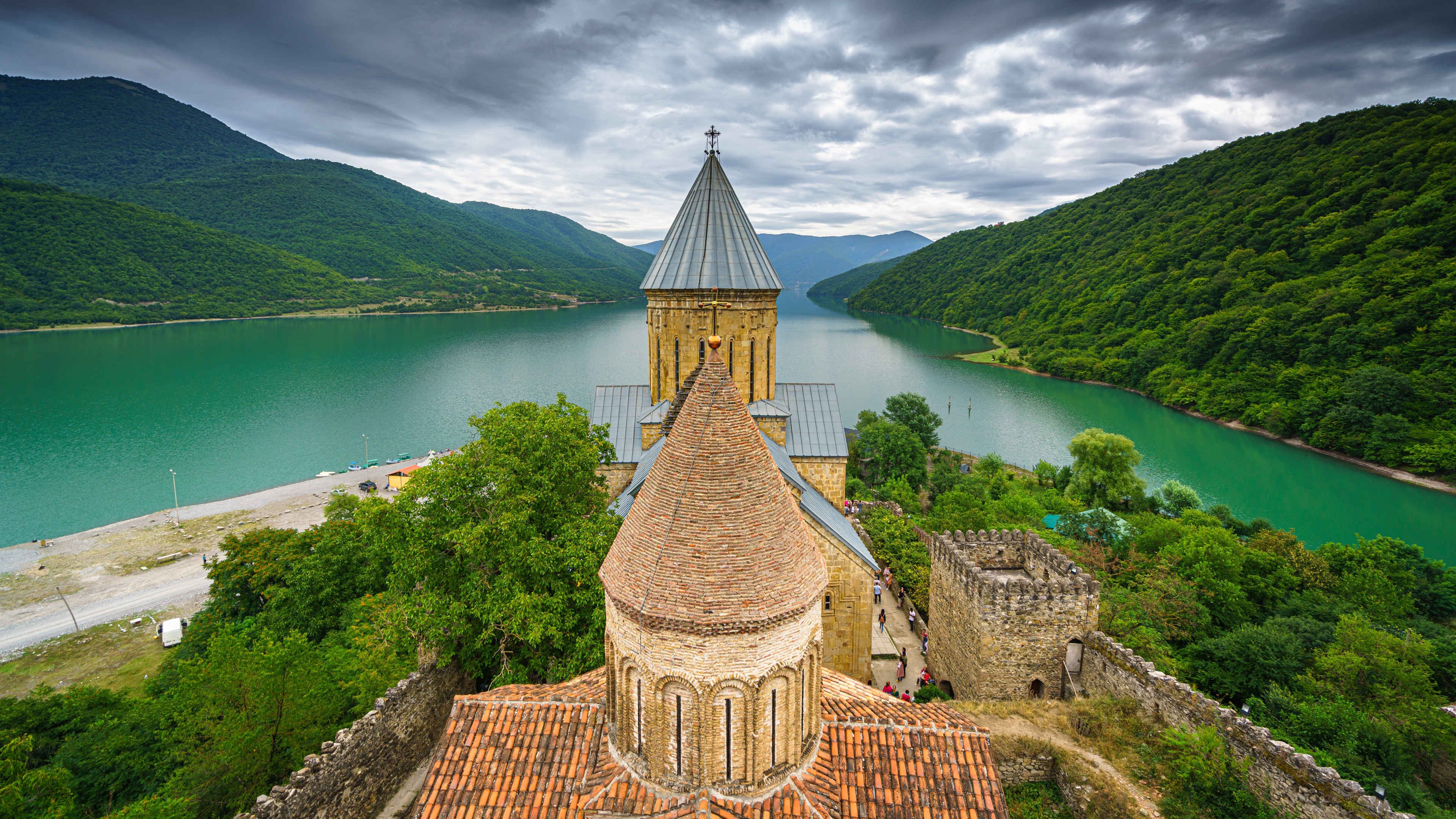 自然风光 三江交汇 古堡