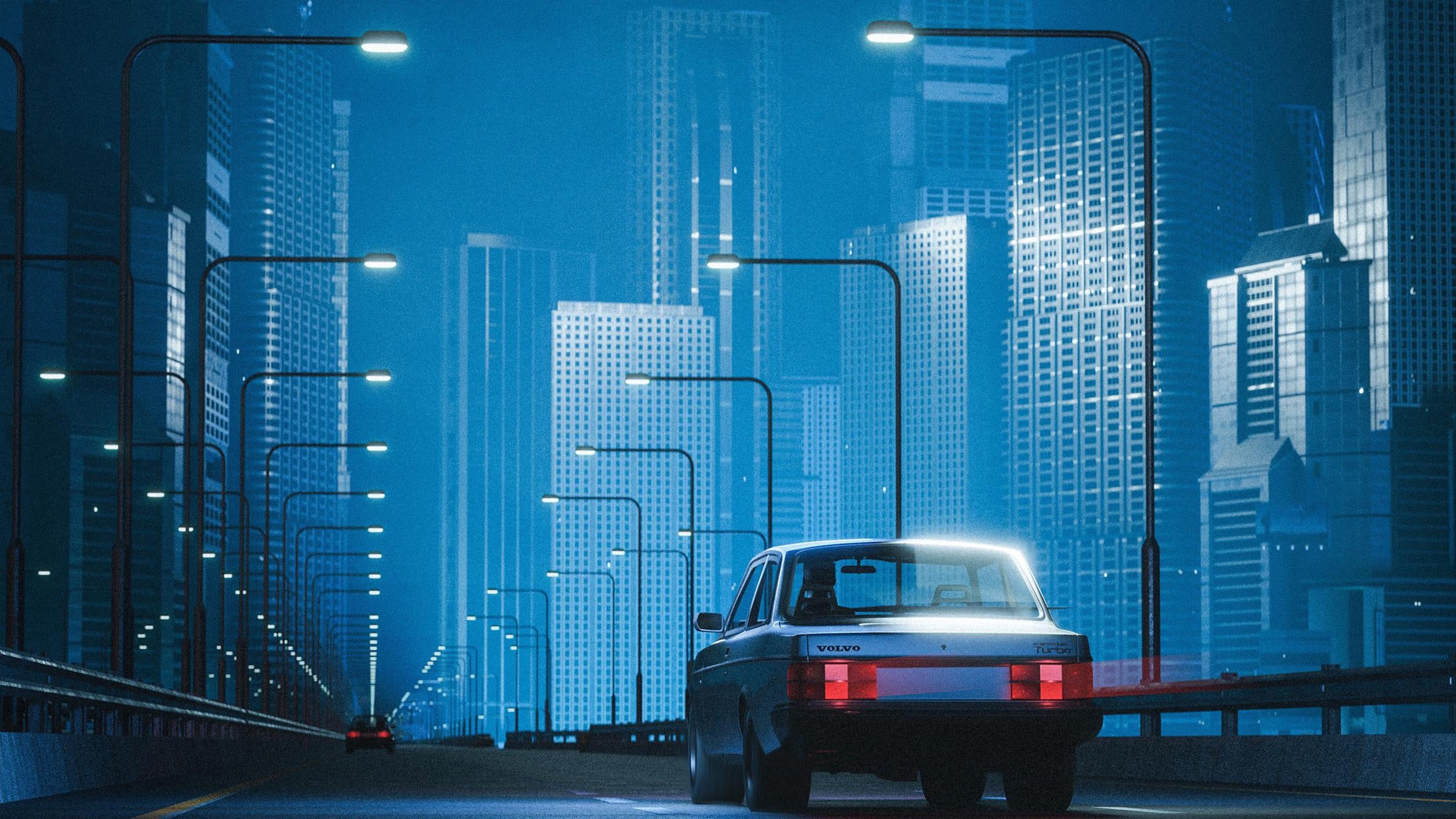 沃尔沃 城市夜晚 路灯 汽车