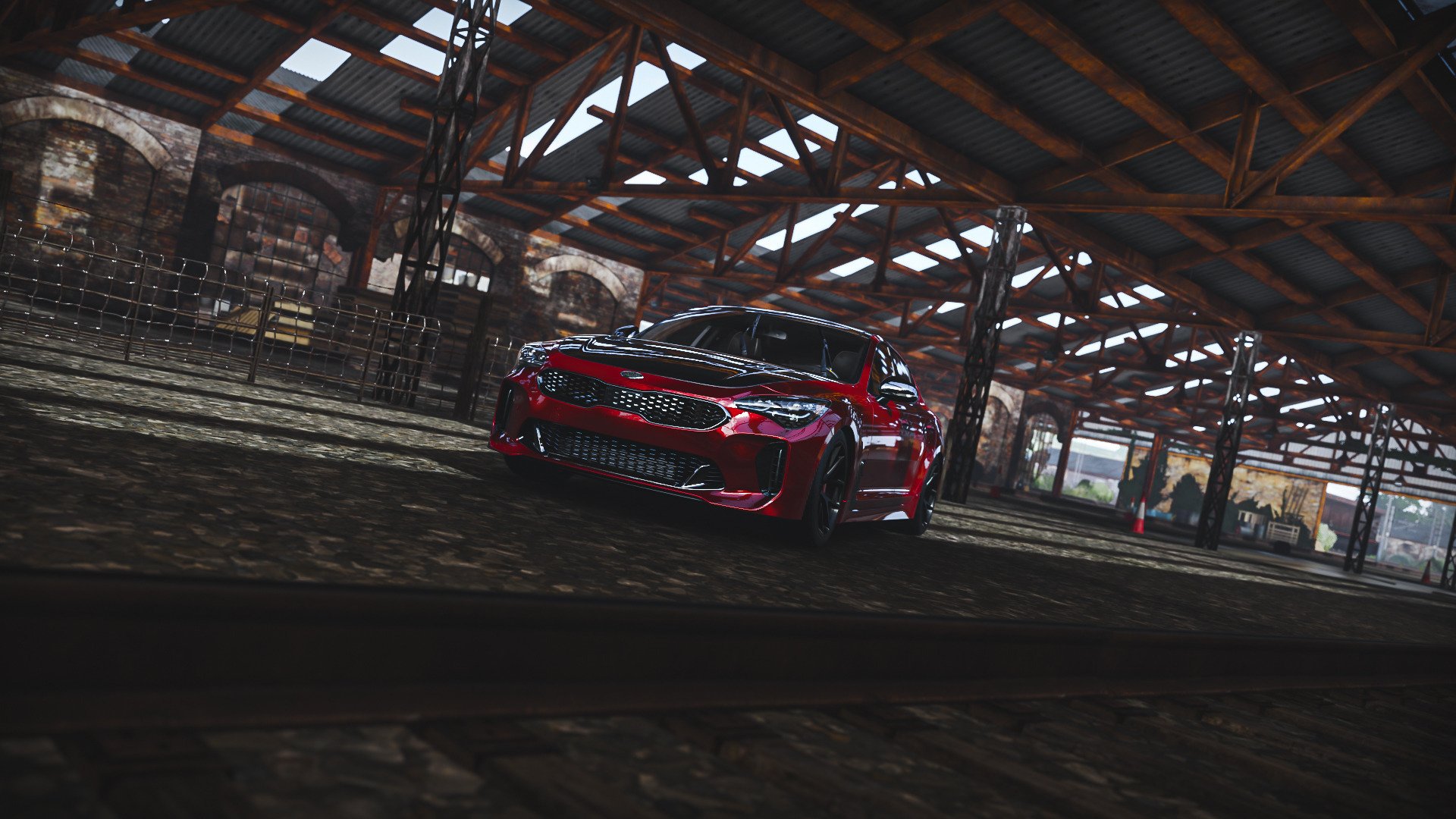 红色跑车 工厂 速度 炫酷