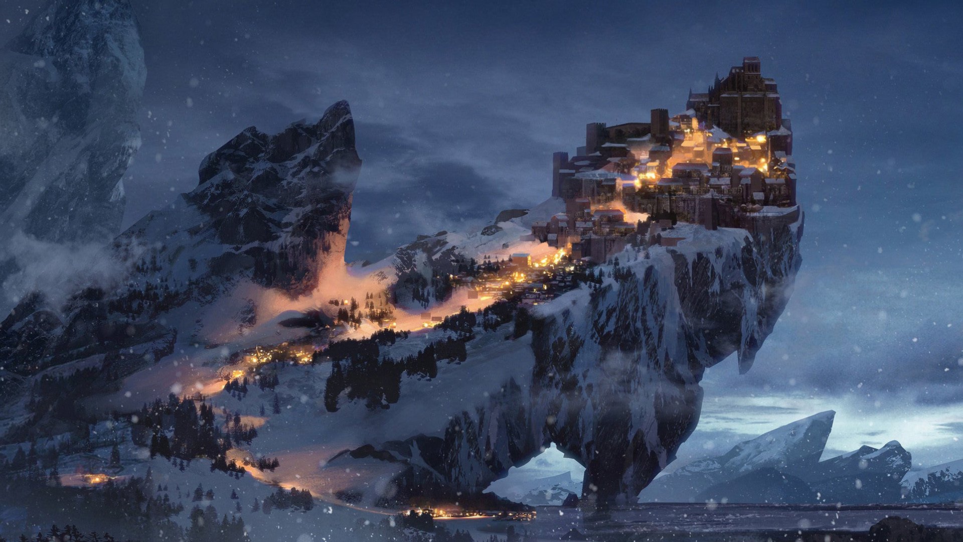 山峰 雪山 灯光 冰雪 山顶 奇观