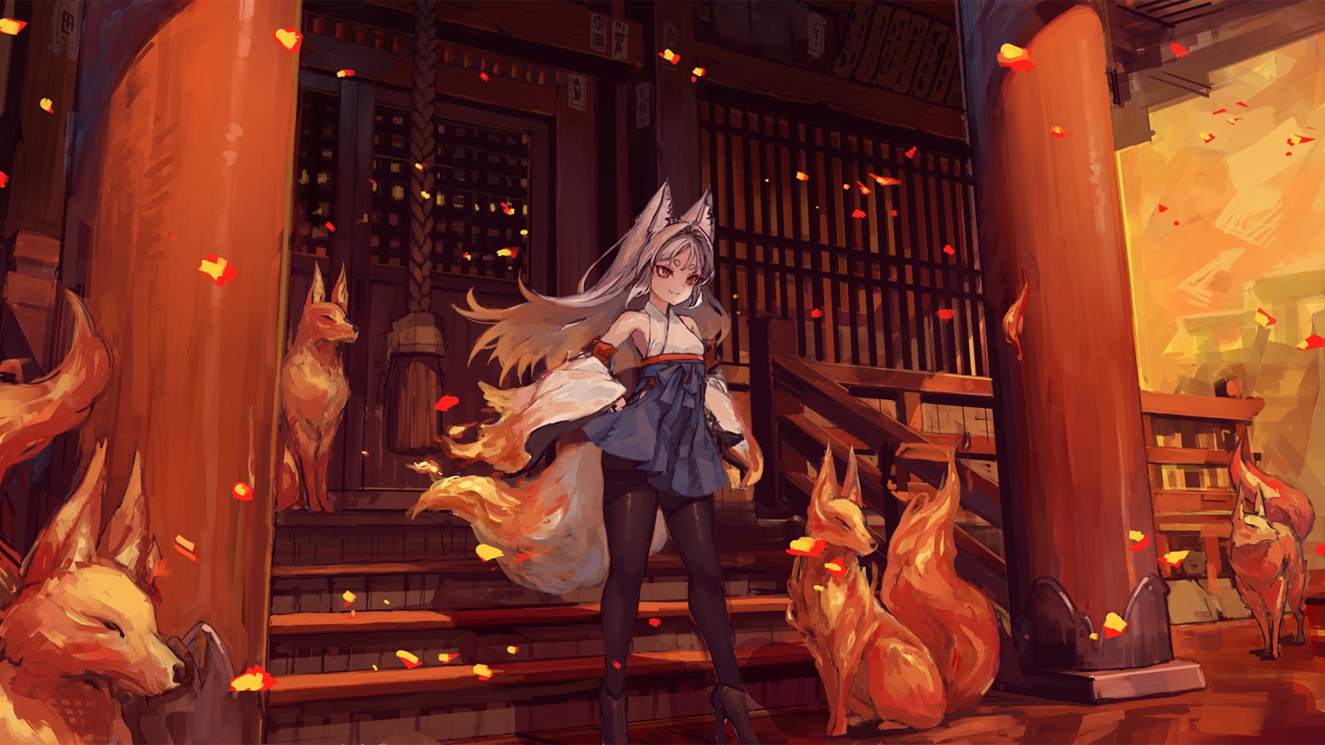 狐狸 神庙 秋天