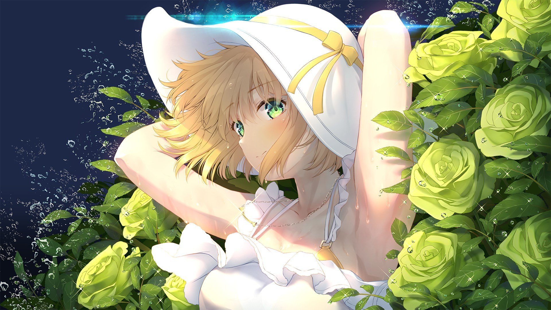 卡通人物 二次元 玫瑰 太阳帽 童话