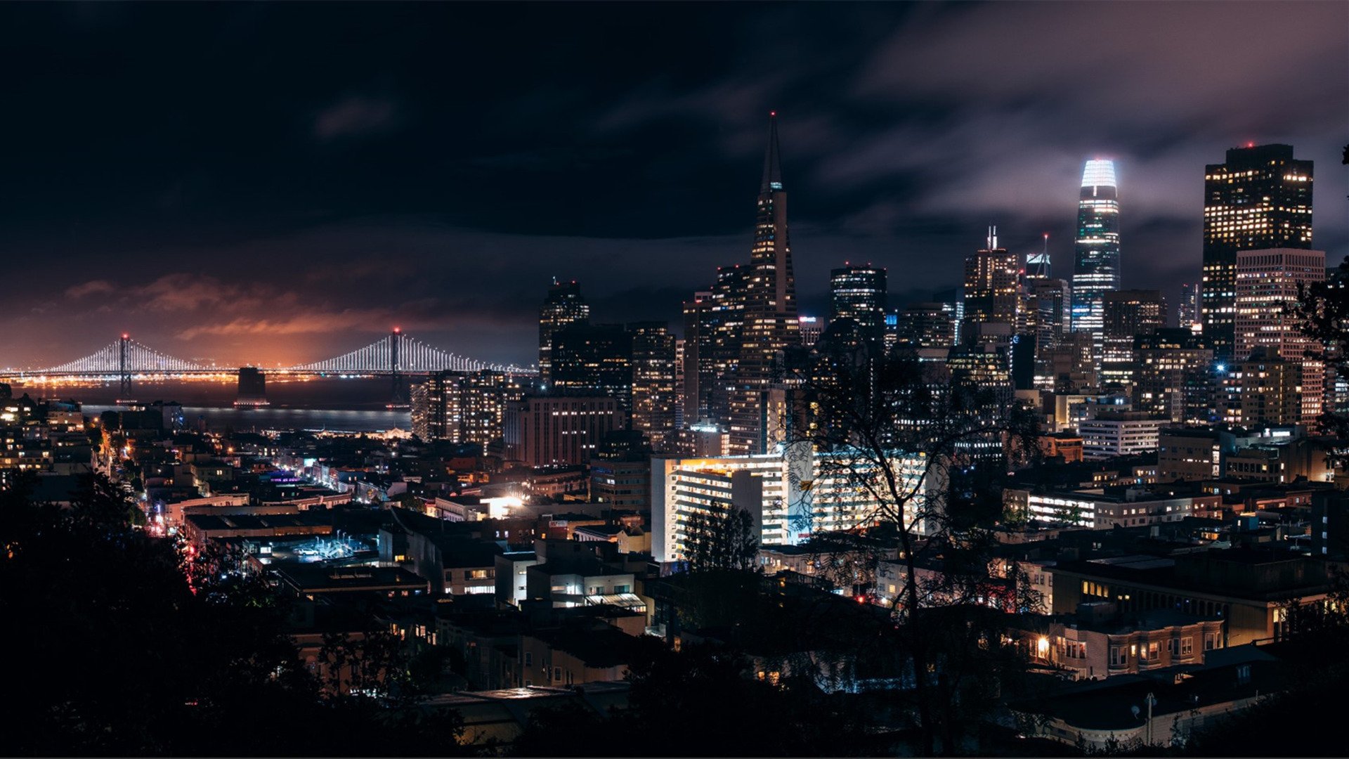 城市夜景 大都市 大桥 深夜