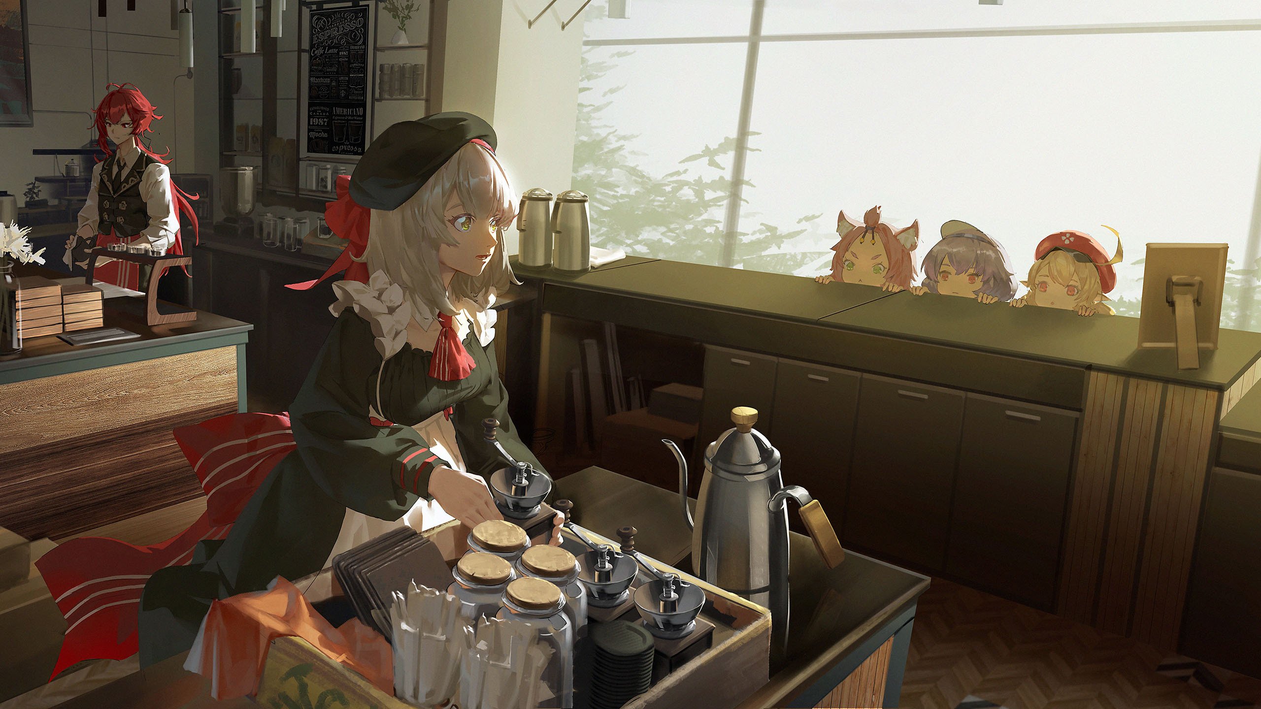 咖啡店 小朋友 茶壶 水杯