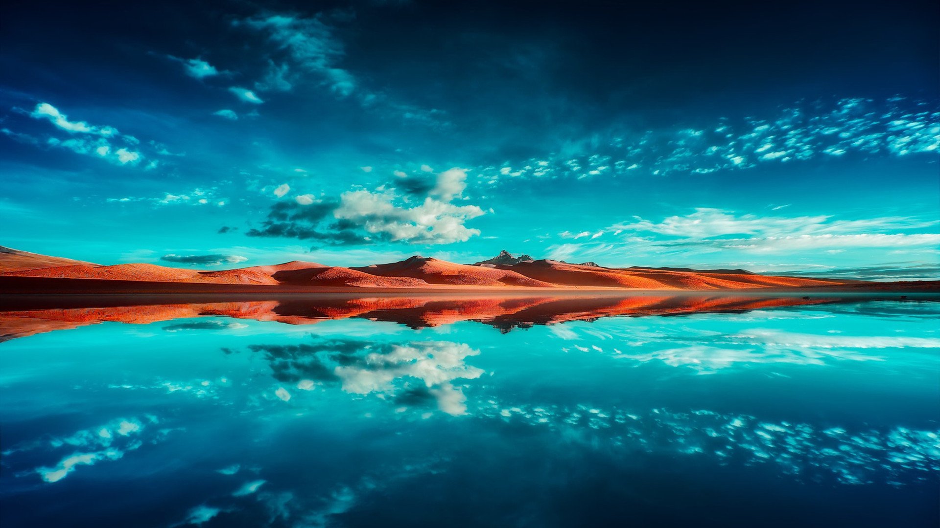 自然风光 湖 倒影 沙漠 沙丘