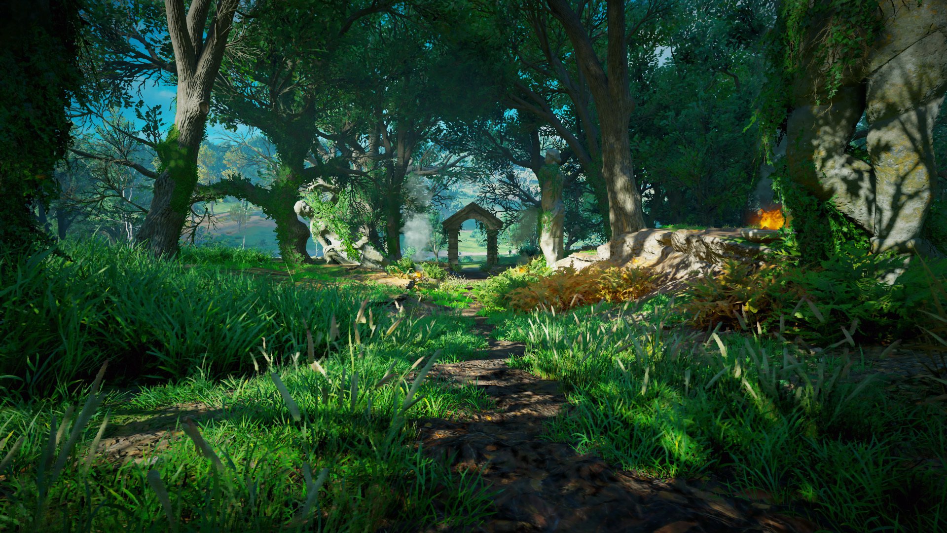 森林 遗迹 篝火