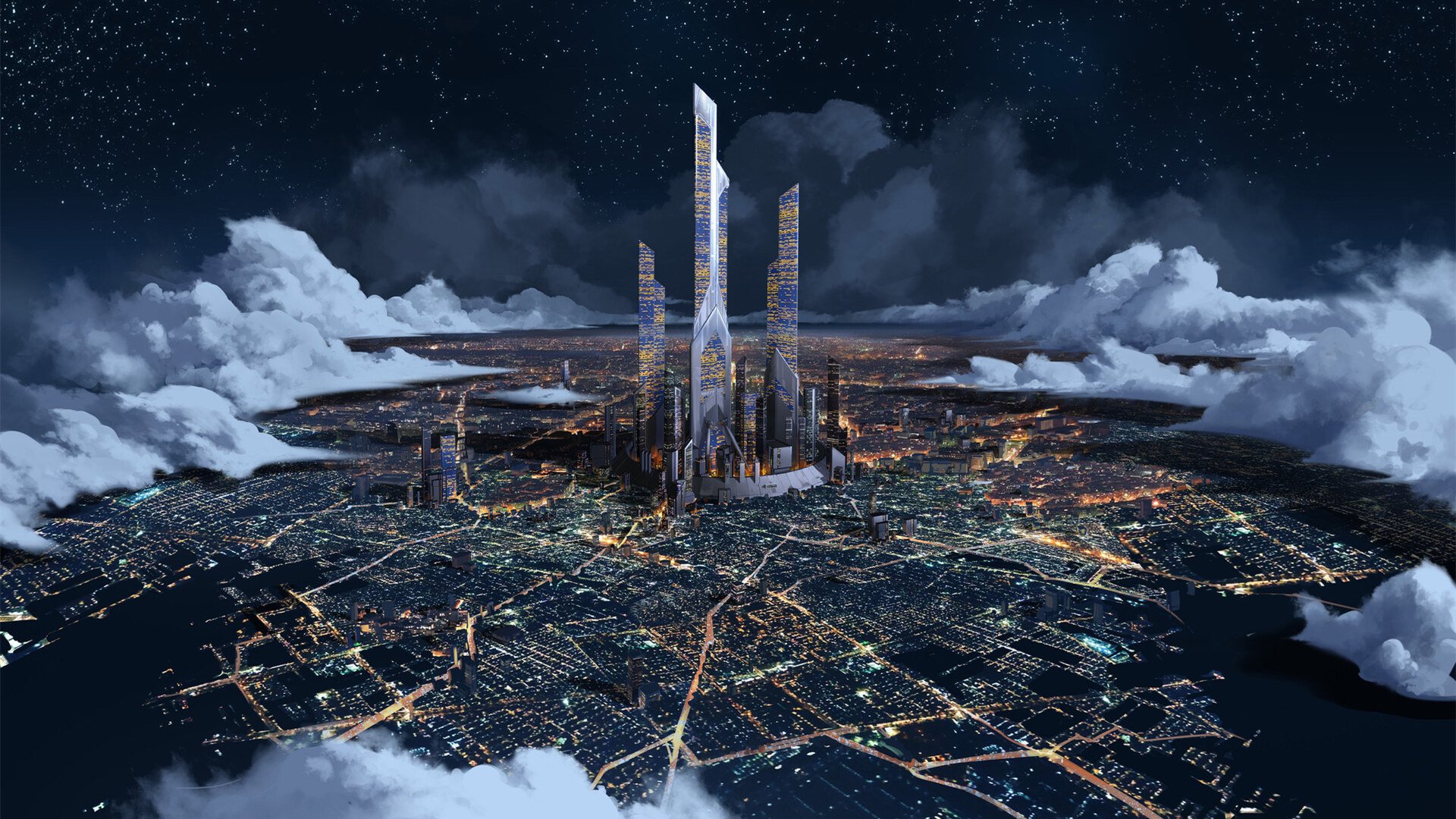 地球 宇宙 星空 灯光 城市 中心