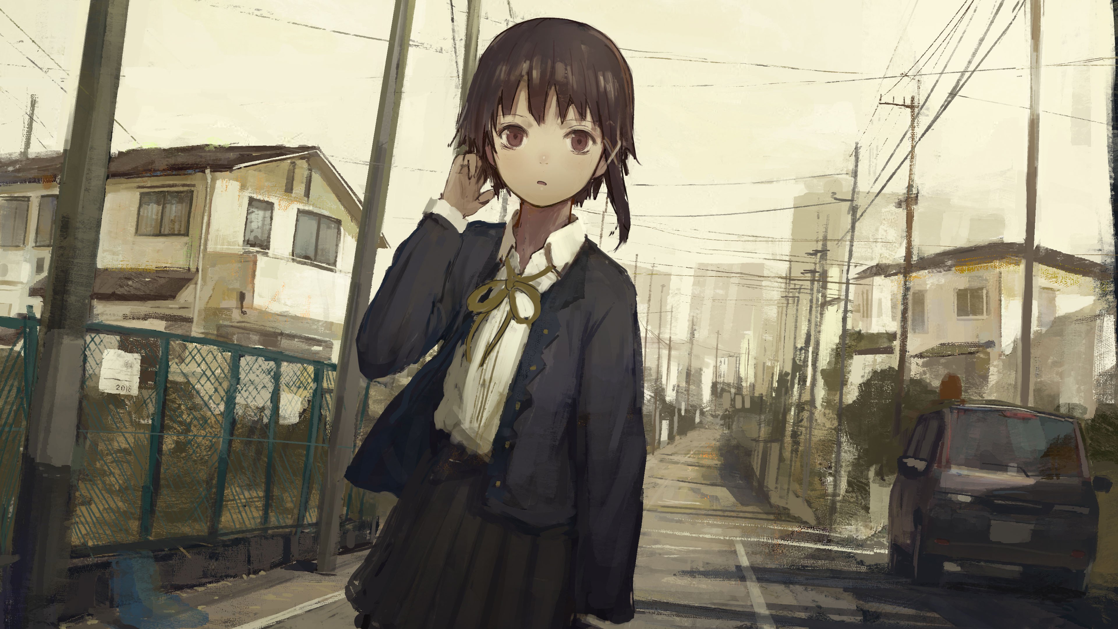 小镇街道 电线杆 学妹