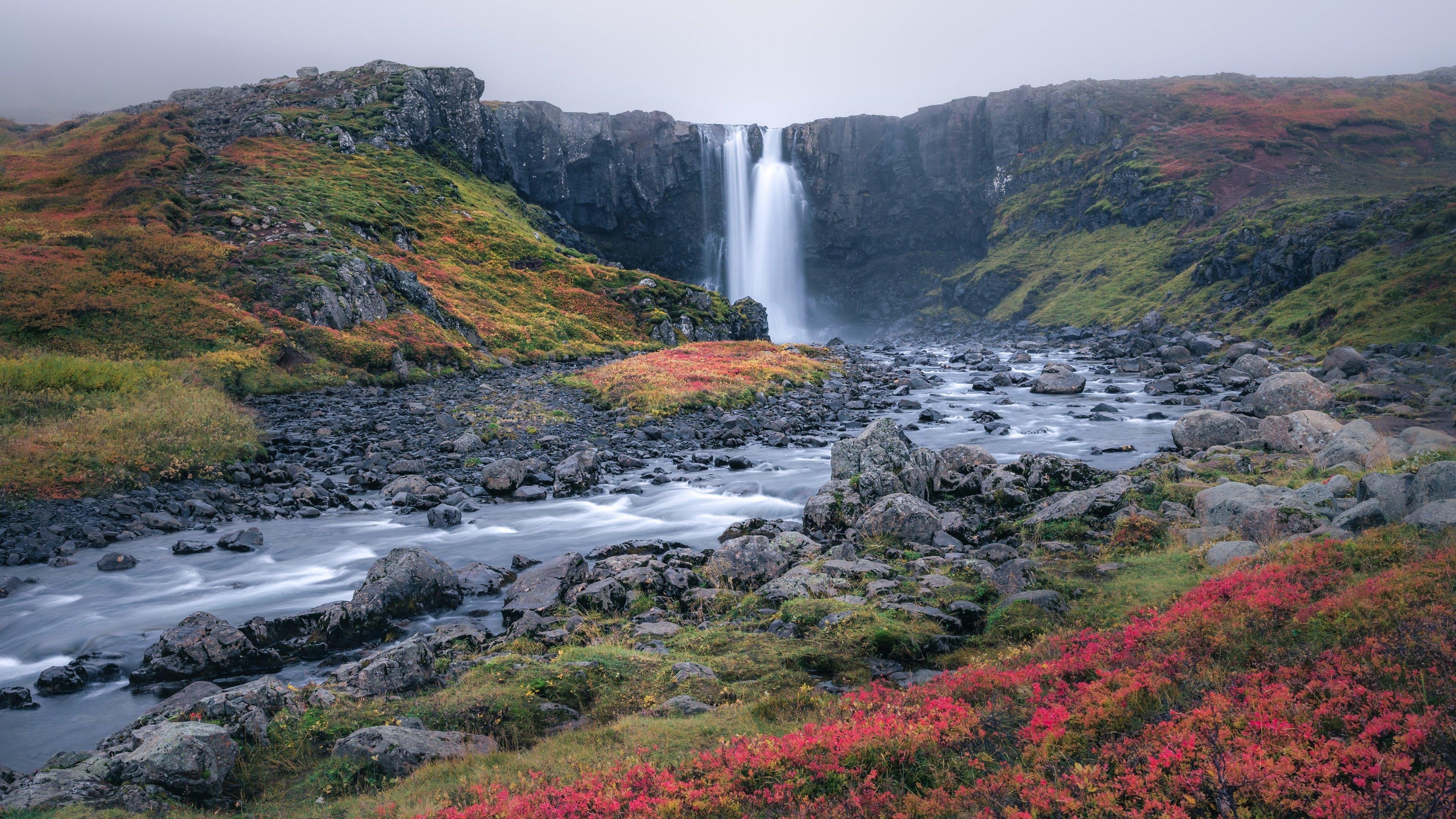 自然风光 瀑布 深秋 悬崖