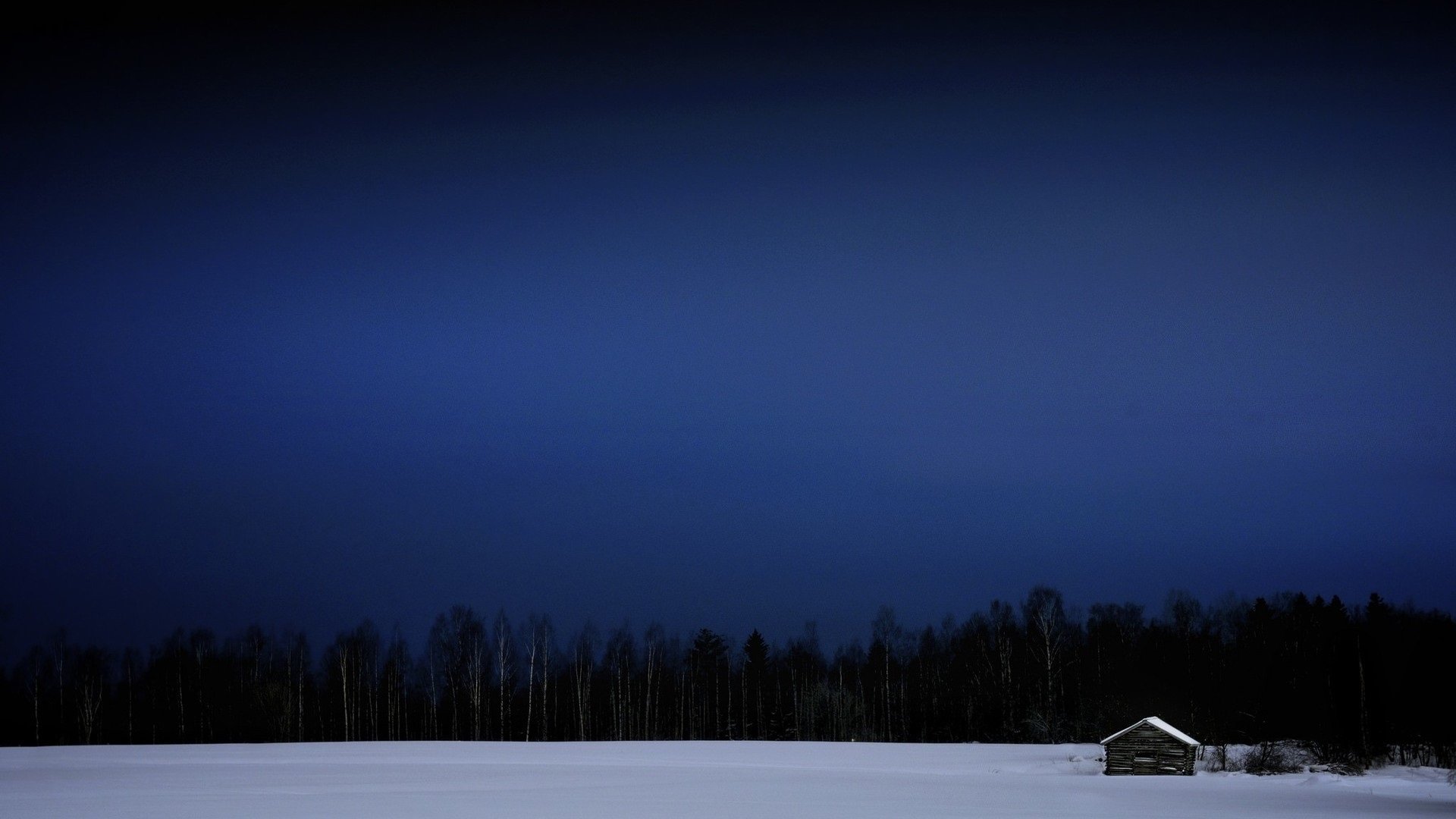 奇幻梦境 星空 雪地 小屋 树林