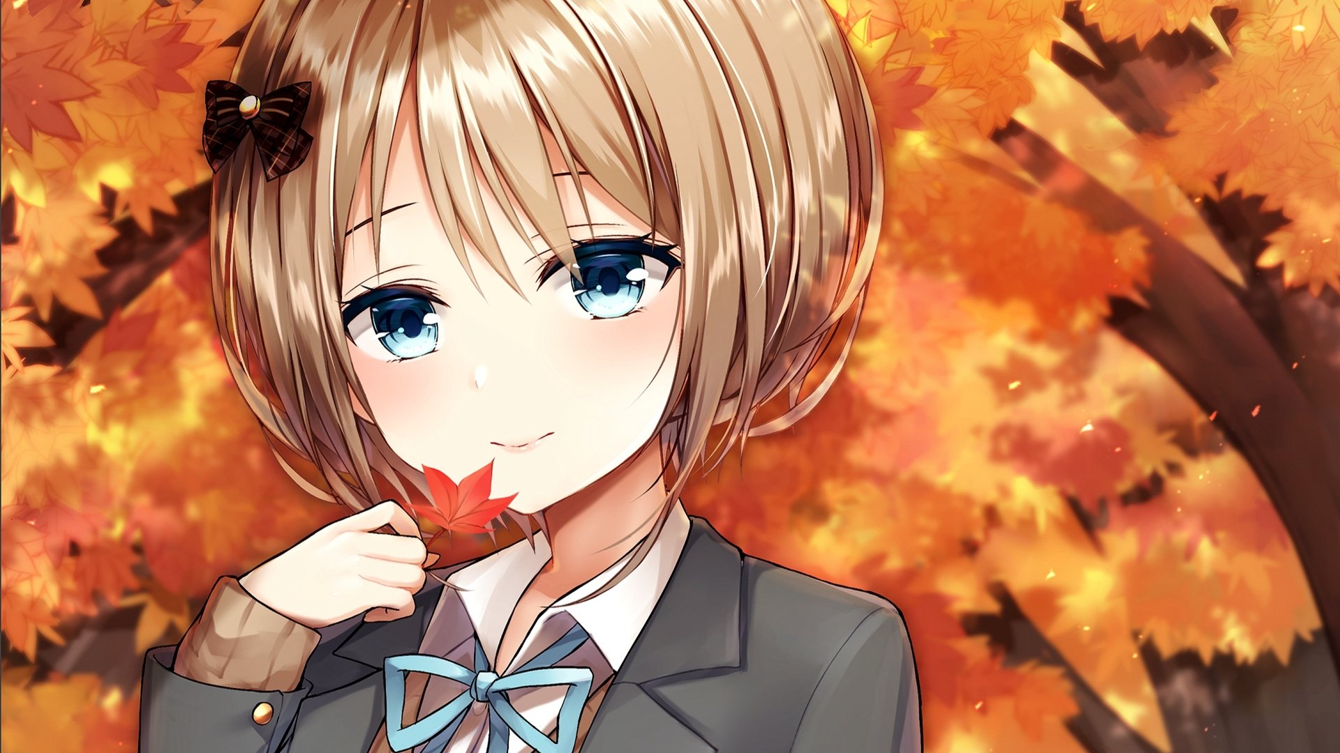 卡通人物 枫叶 秋