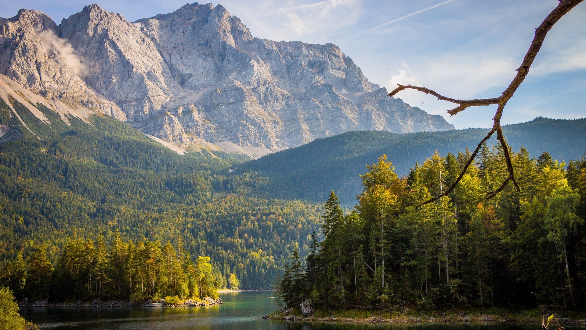 自然风光 雪山 树林 河流