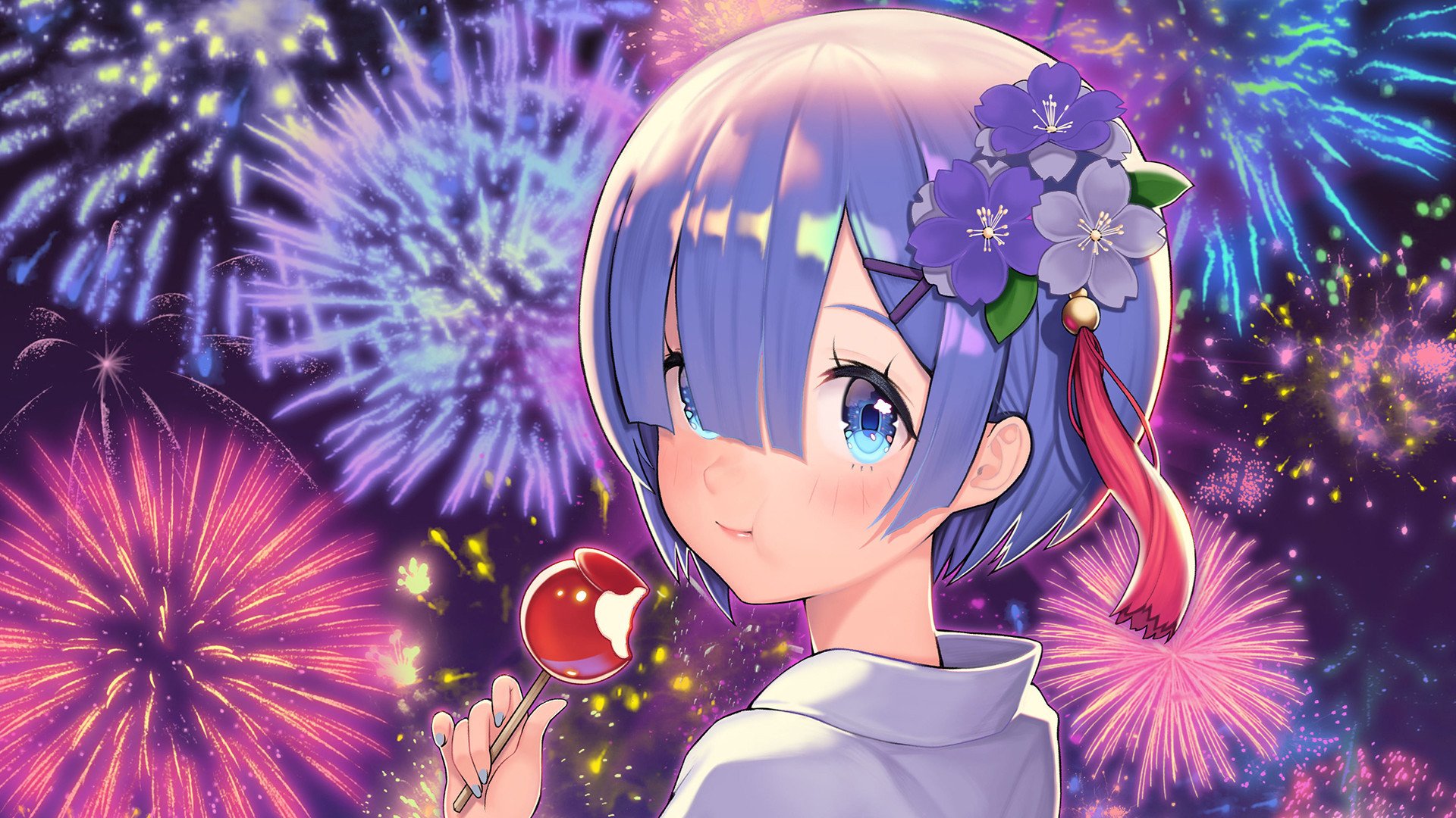 卡通人物 可爱 蕾姆 糖葫芦 烟火 卡哇伊