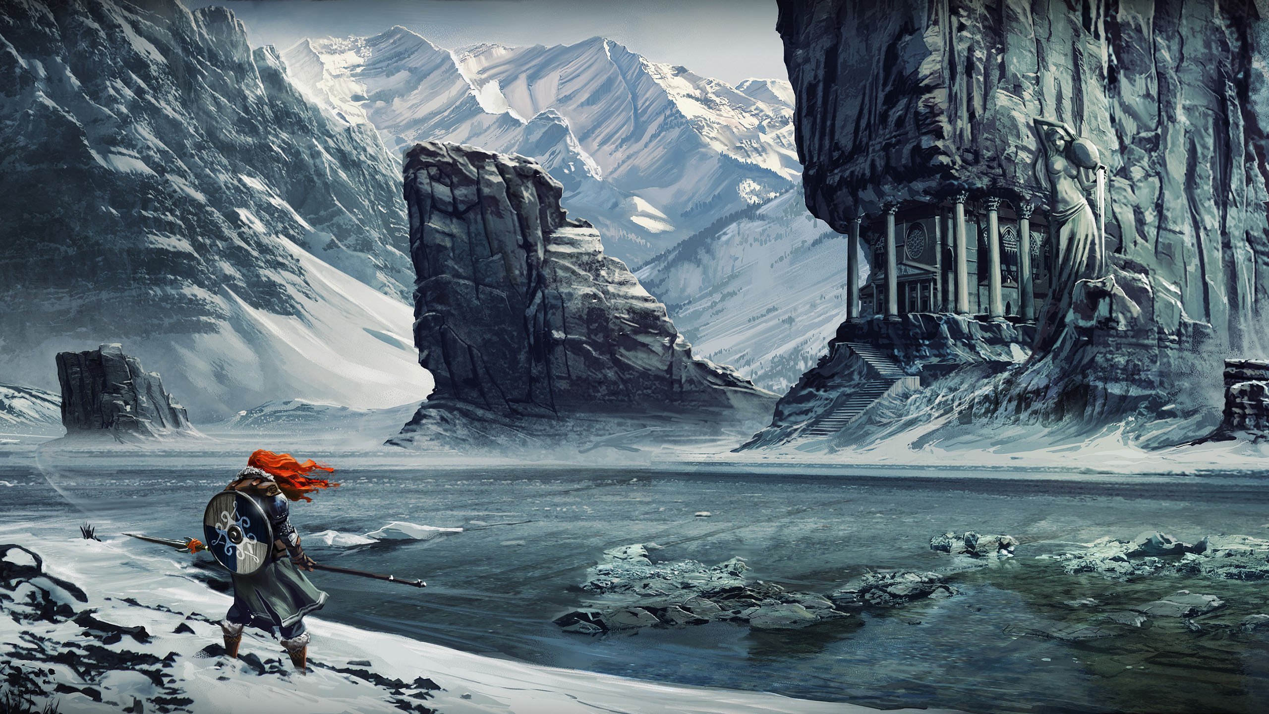 冰川 孤独的武士 盾牌 长枪