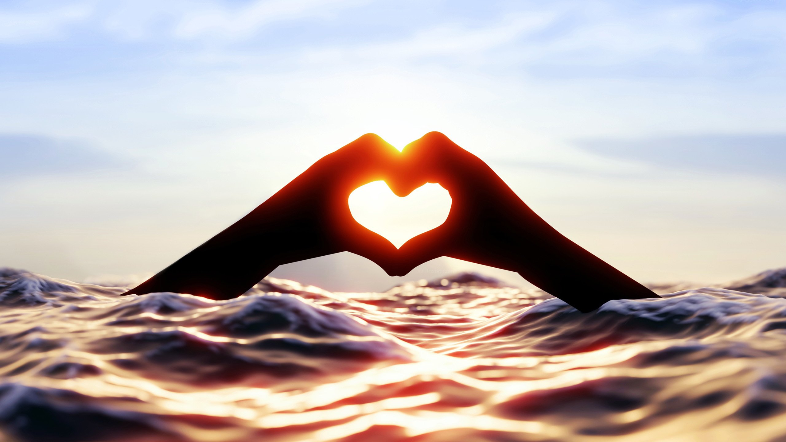 阳光 爱心 海浪 波浪