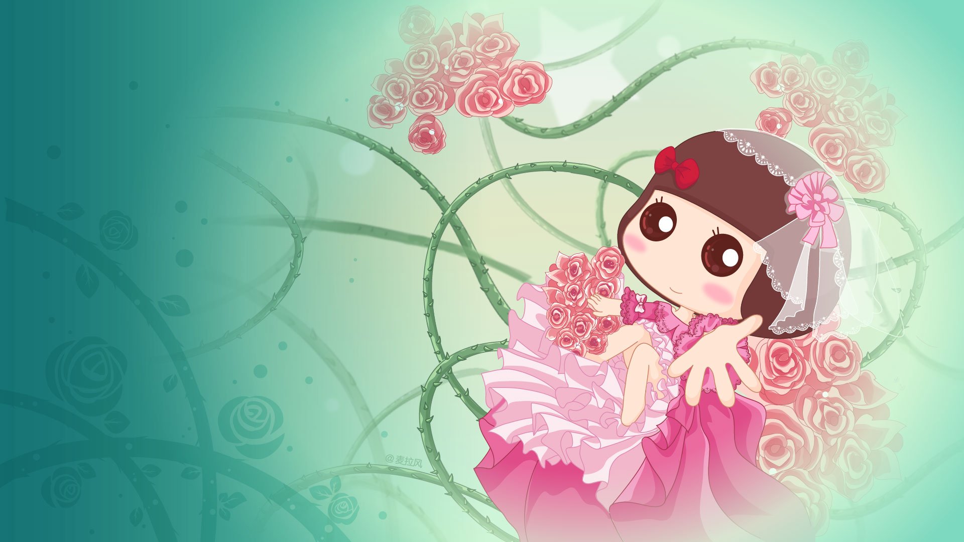麦拉风 萌 卡通 动漫 女生 婚纱 浪漫 清新