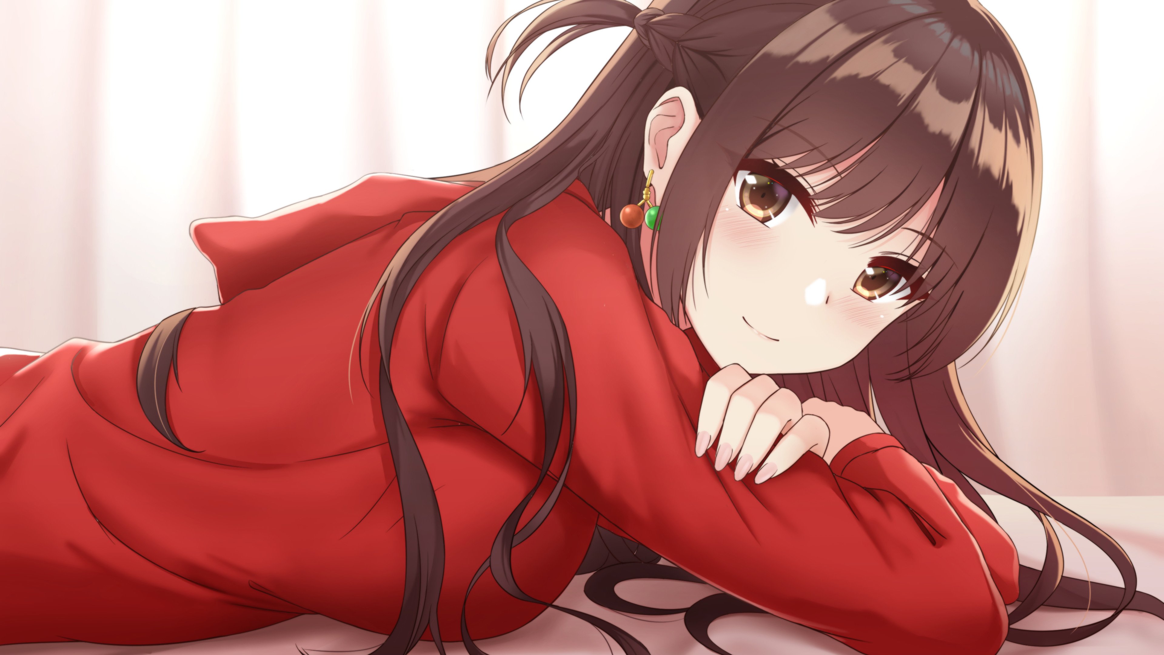 卡通人物 长发 耳环 大眼睛