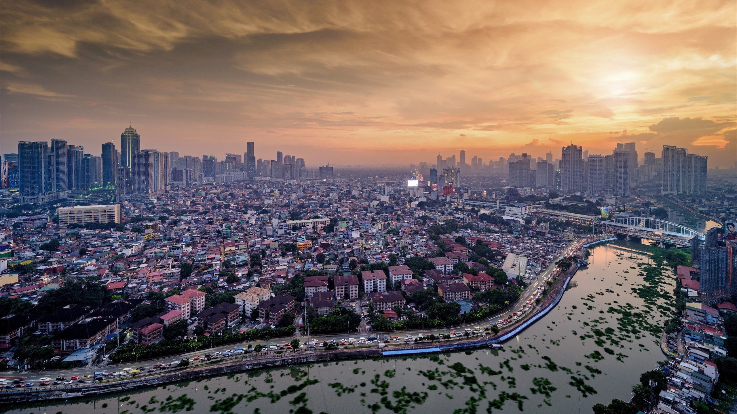 城市夜景 夕阳 都市