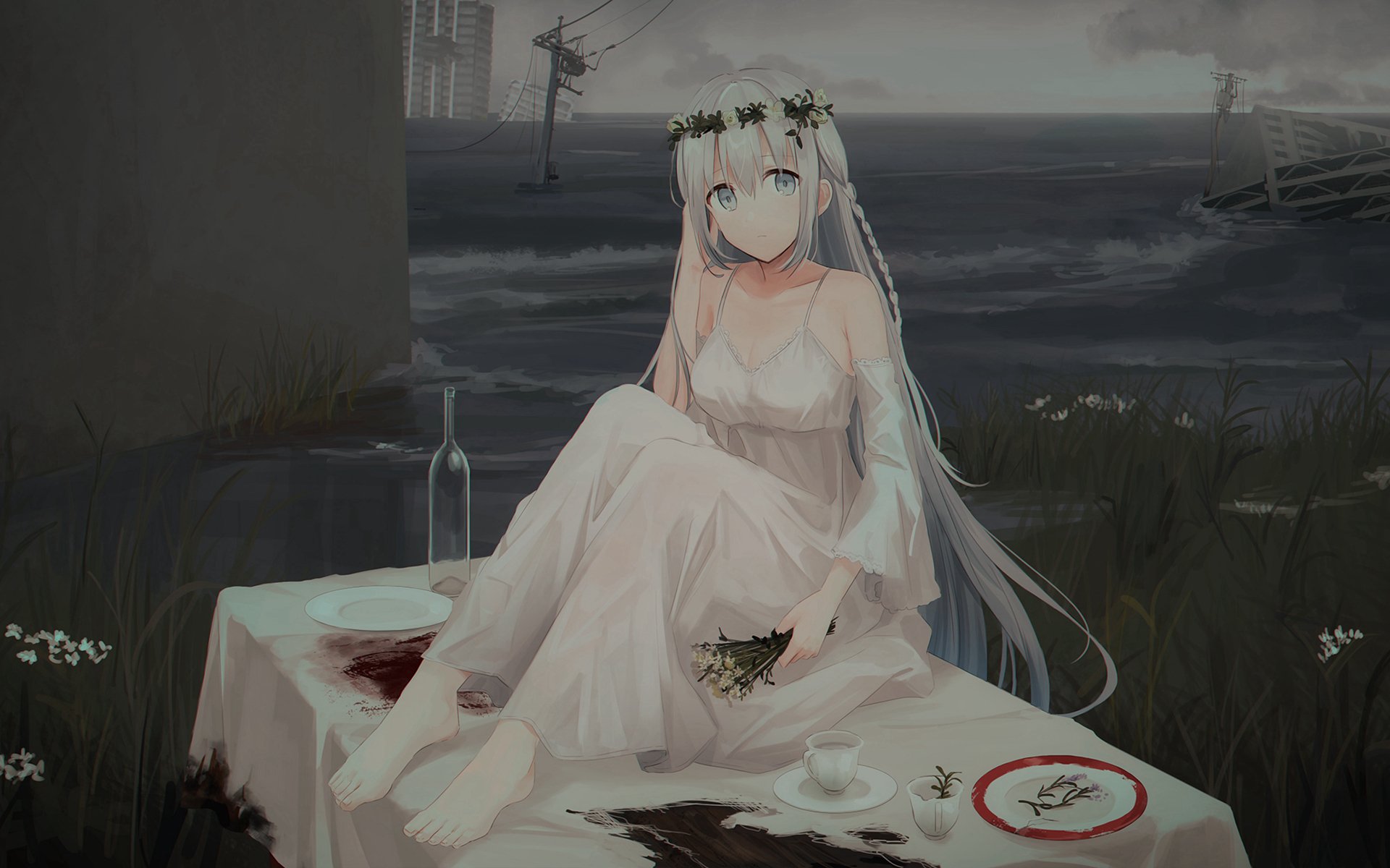 二次元仙气白裙美女