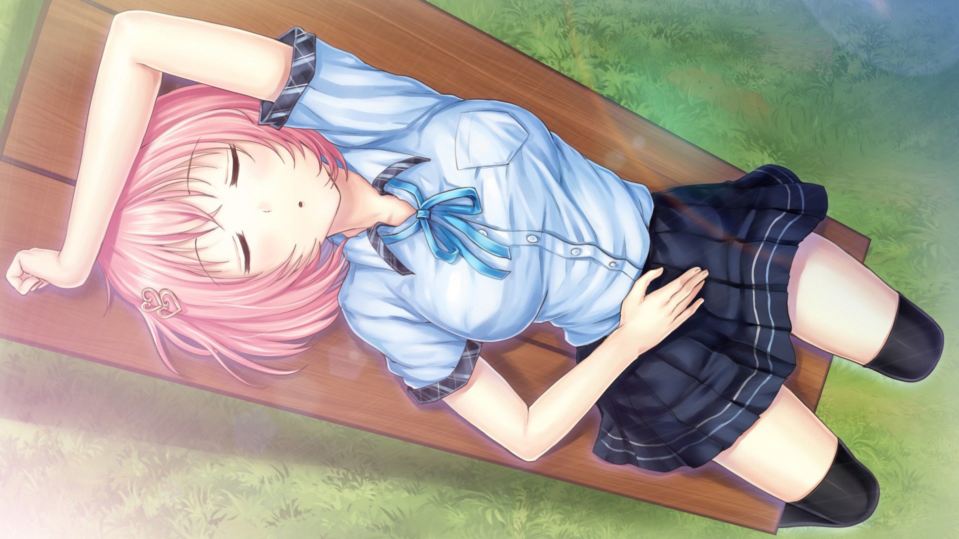 卡通人物 学生 制服 休憩 学妹