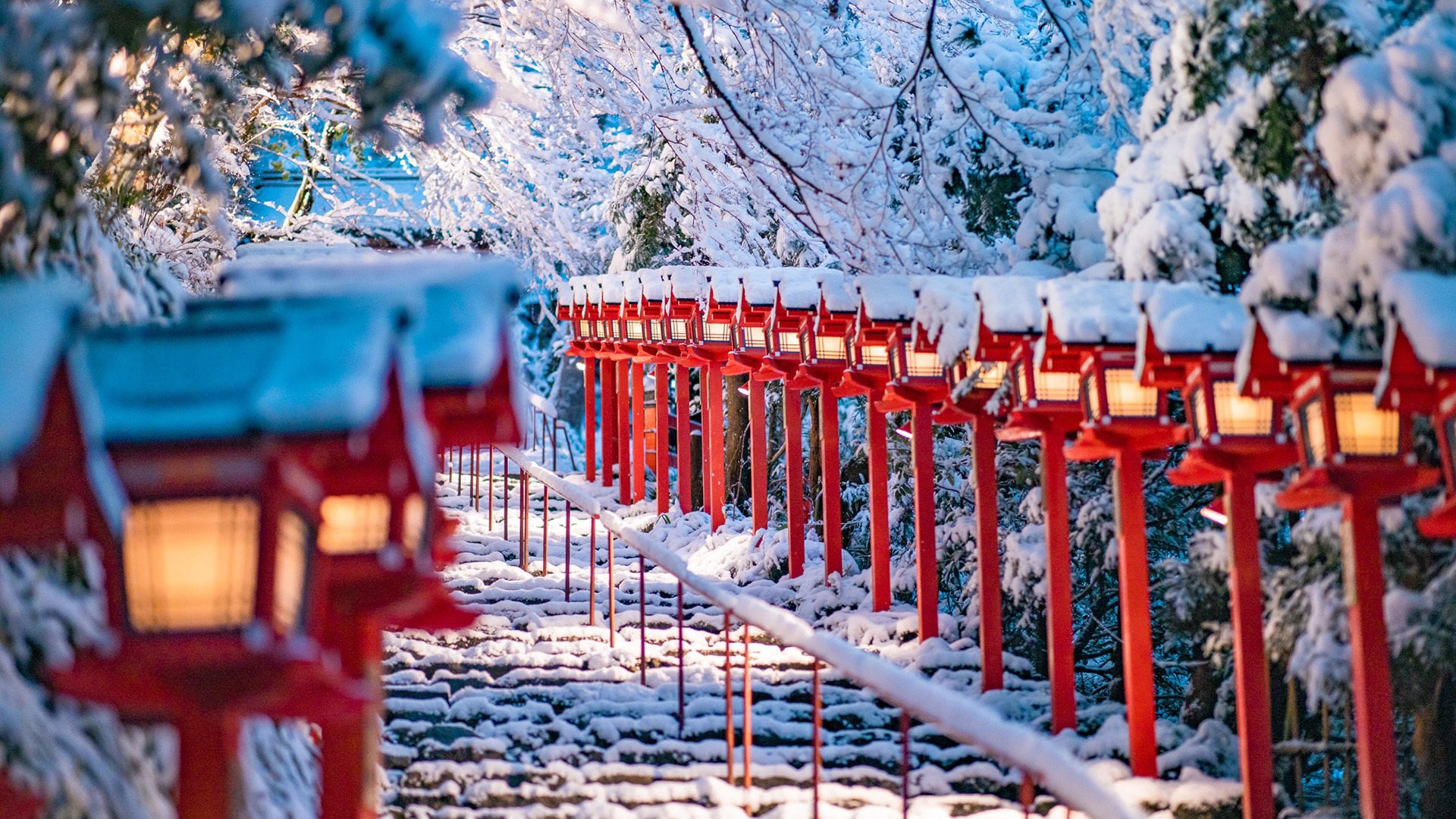 冰天雪地 台阶 路灯 白雪