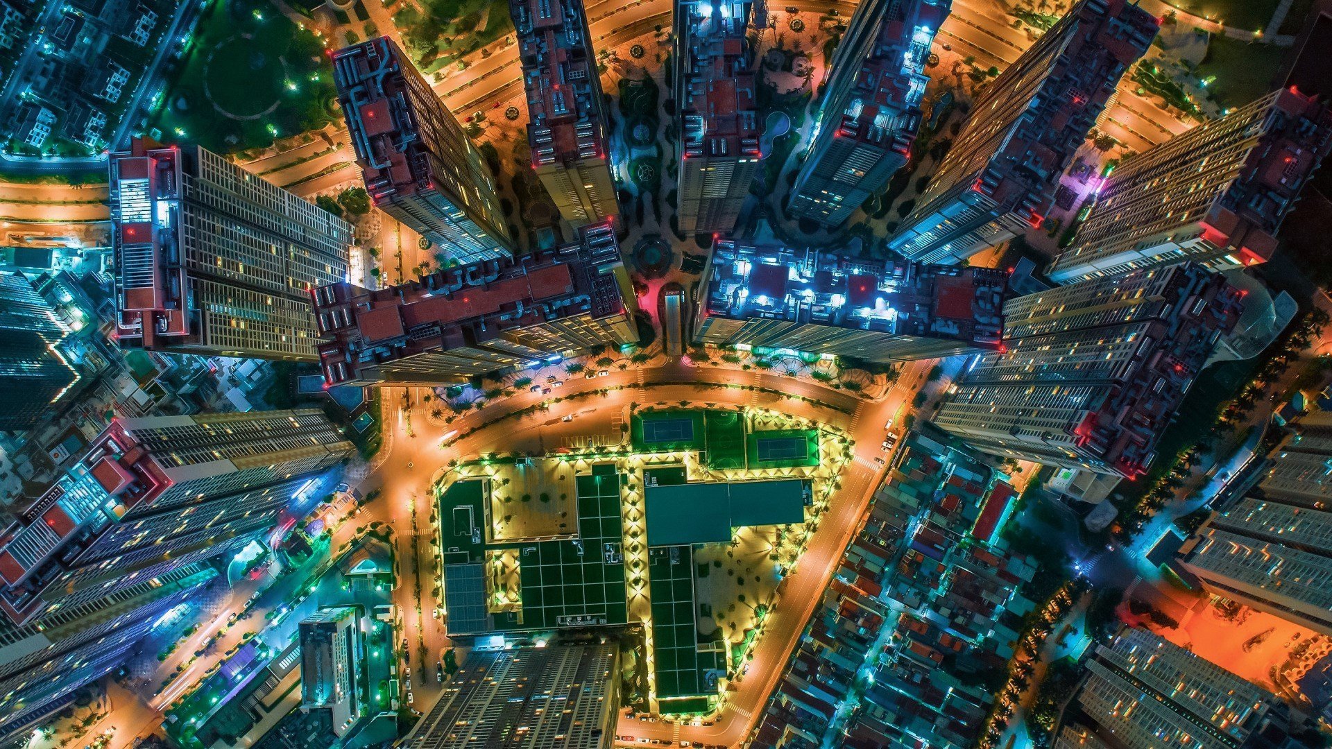 城市夜景 高楼 灯光 璀璨