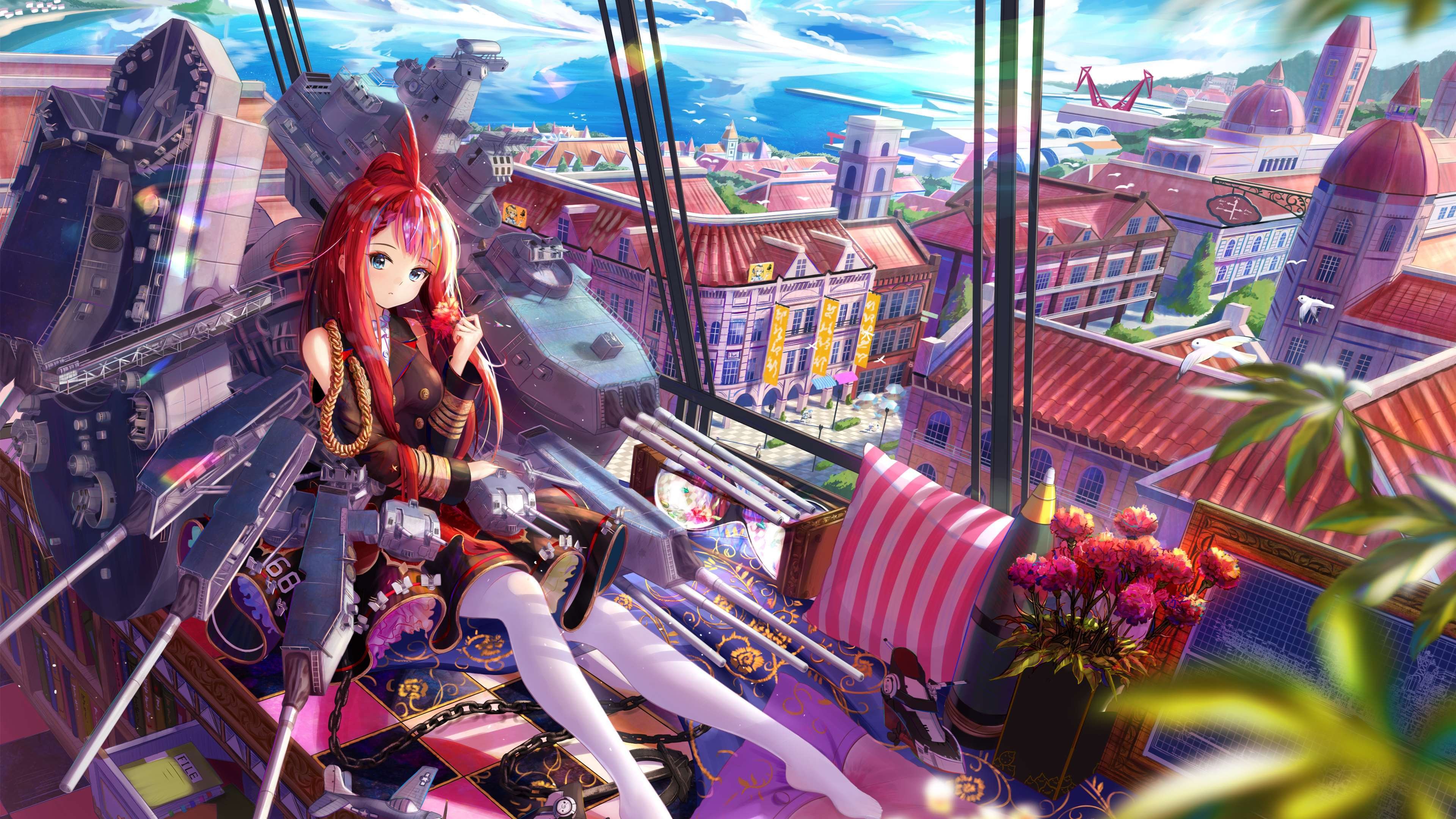 二次元 舰艇 海鸥 天空