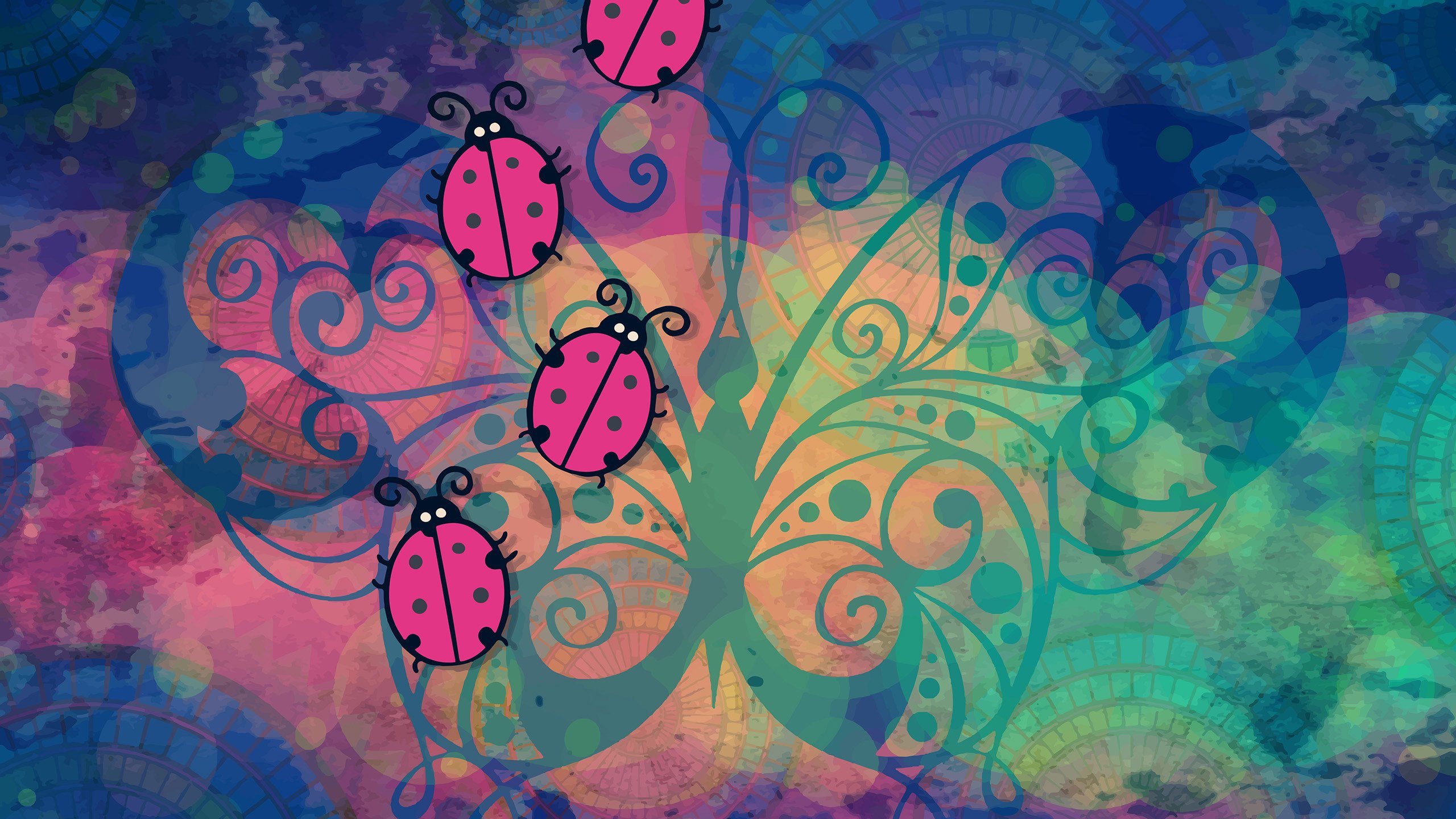 甲壳虫 蝴蝶 瓢虫 卡通 抽象