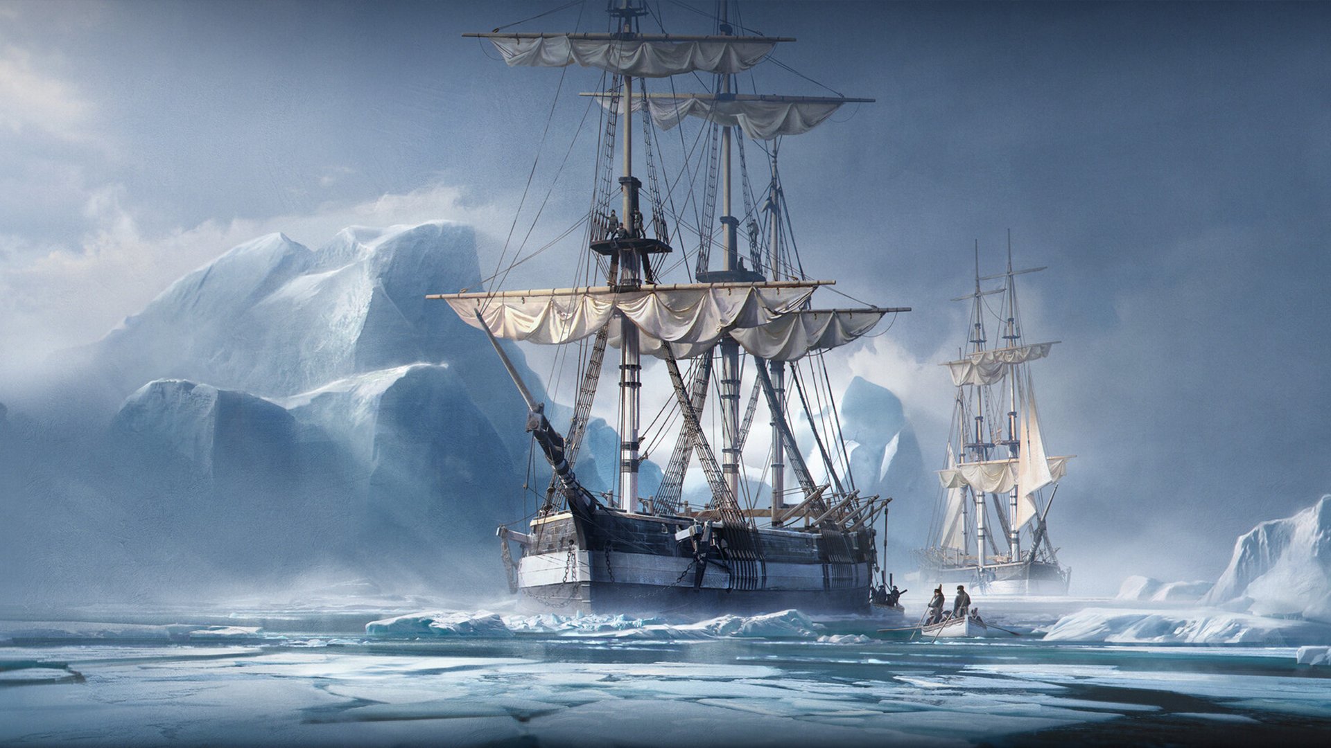 轮船 冰山 军舰 北冰洋