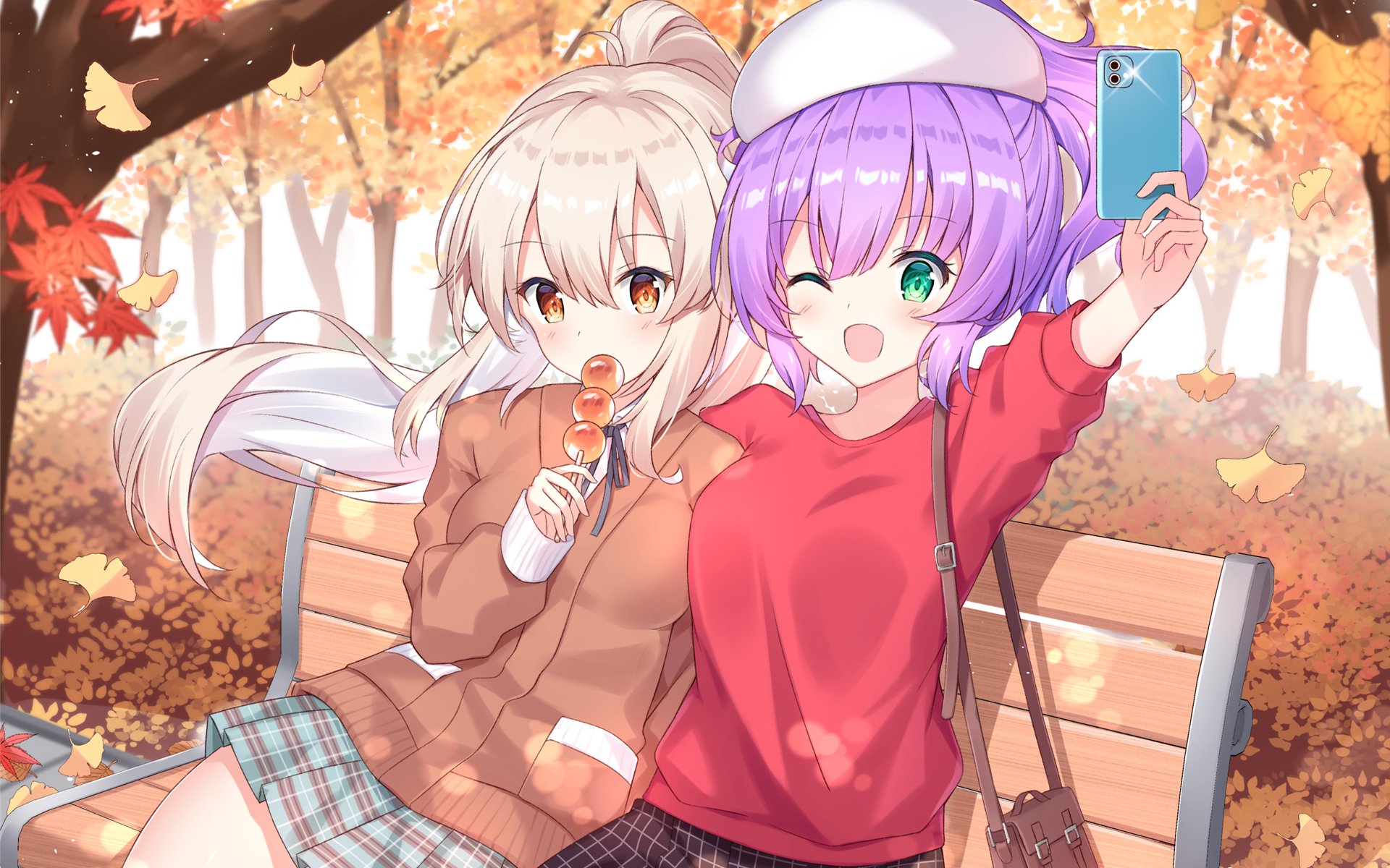 卡通人物 自拍 秋天 公园