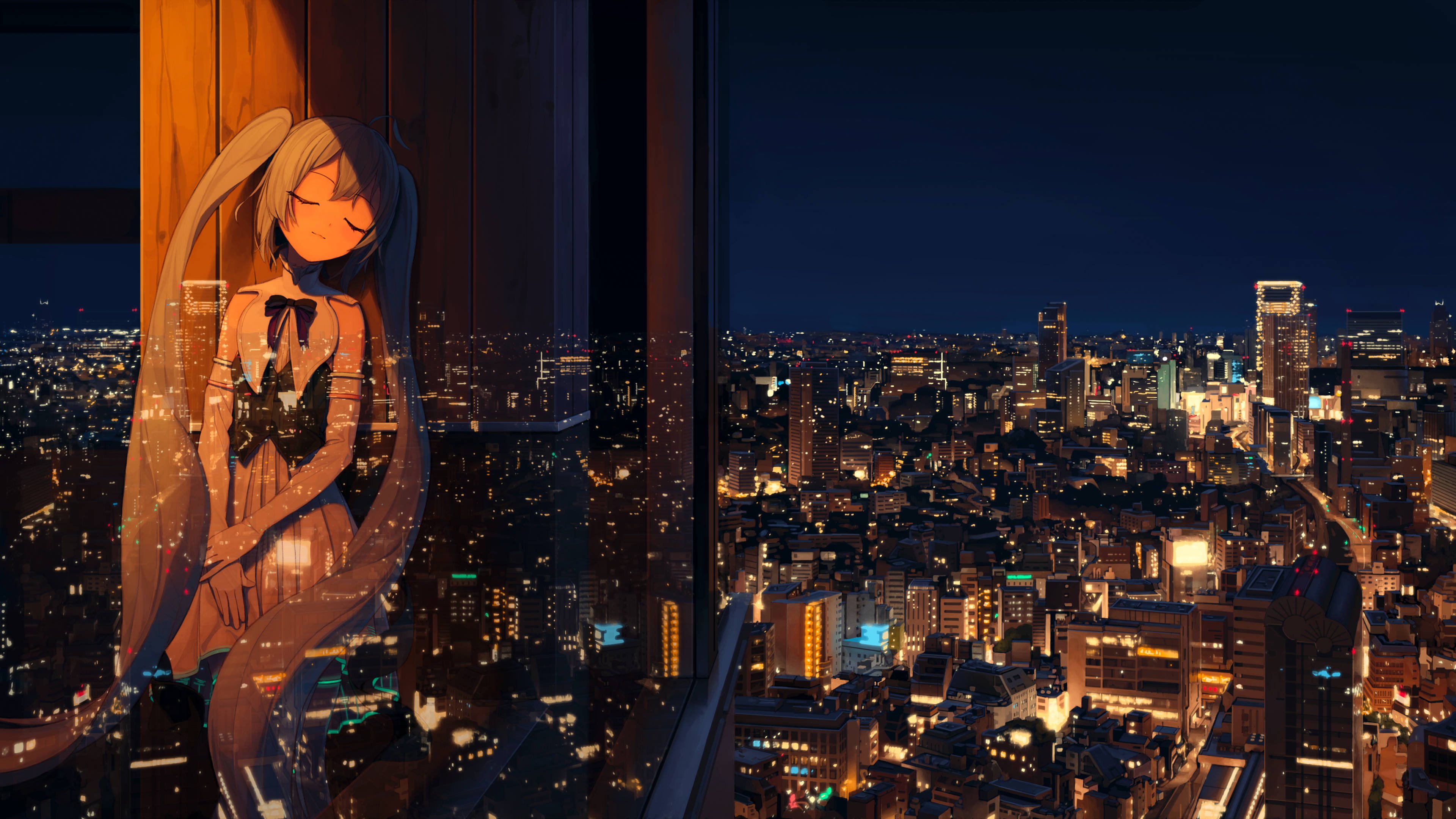 二次元 初音 夜景 城市