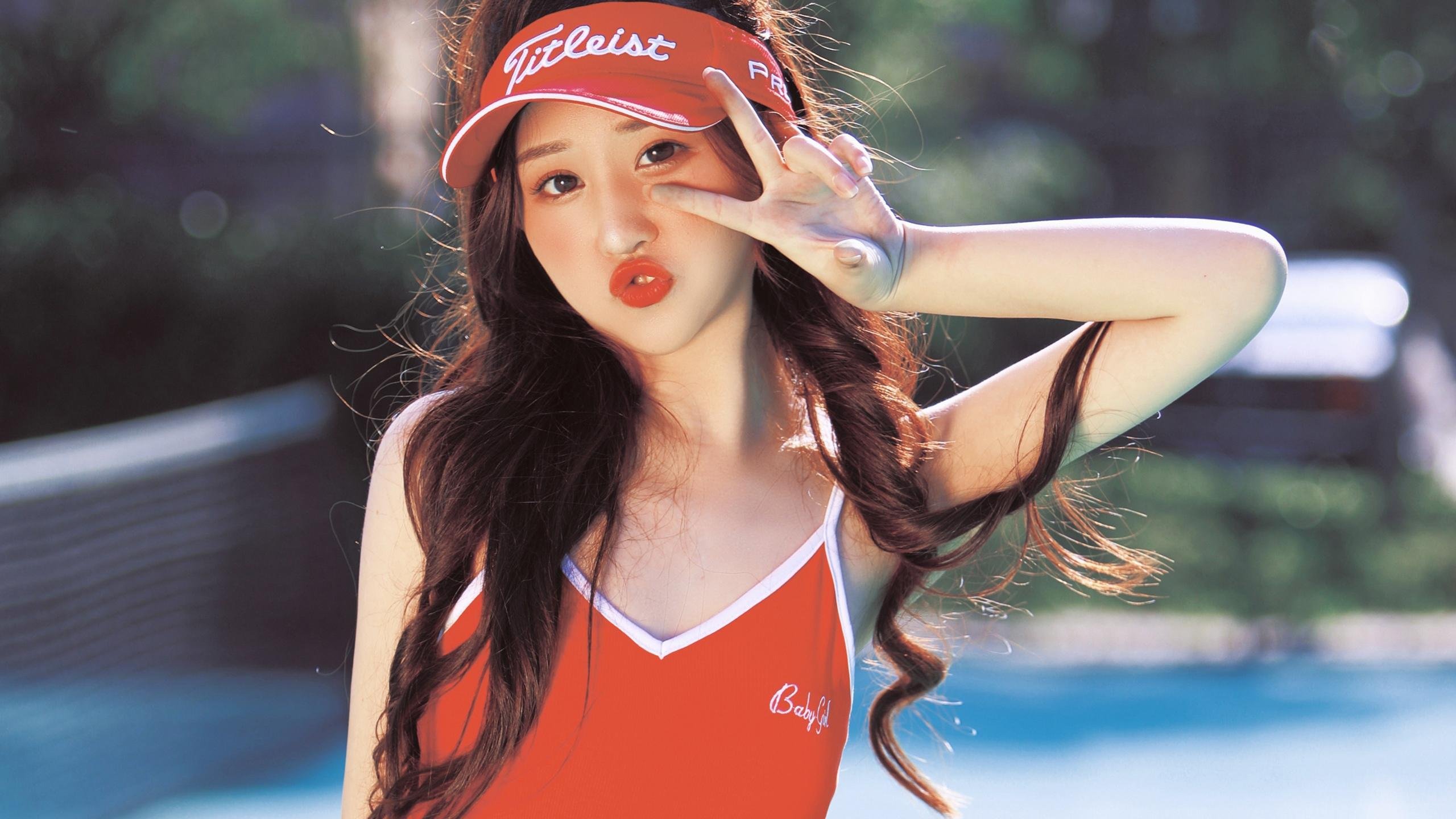 清纯 网球模特 少女 运动 长发