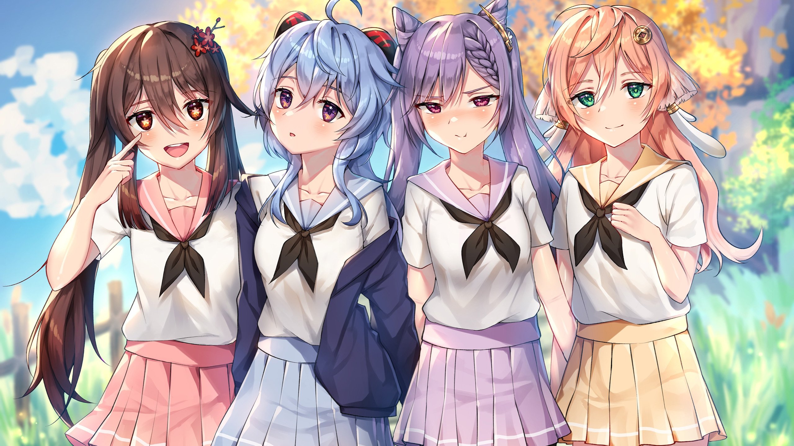 4个姐妹 短裙 校服