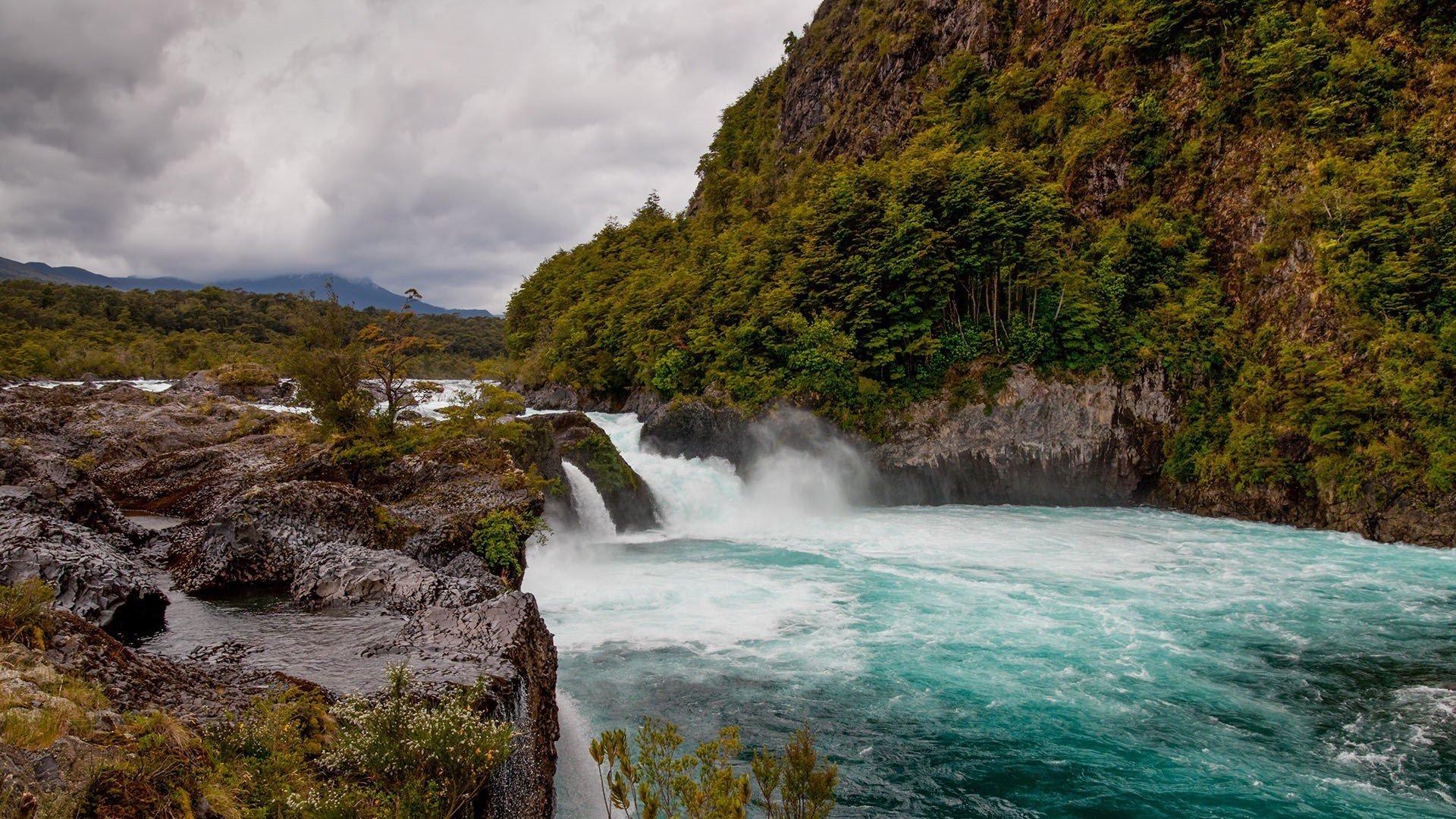 自然风光 瀑布 大江