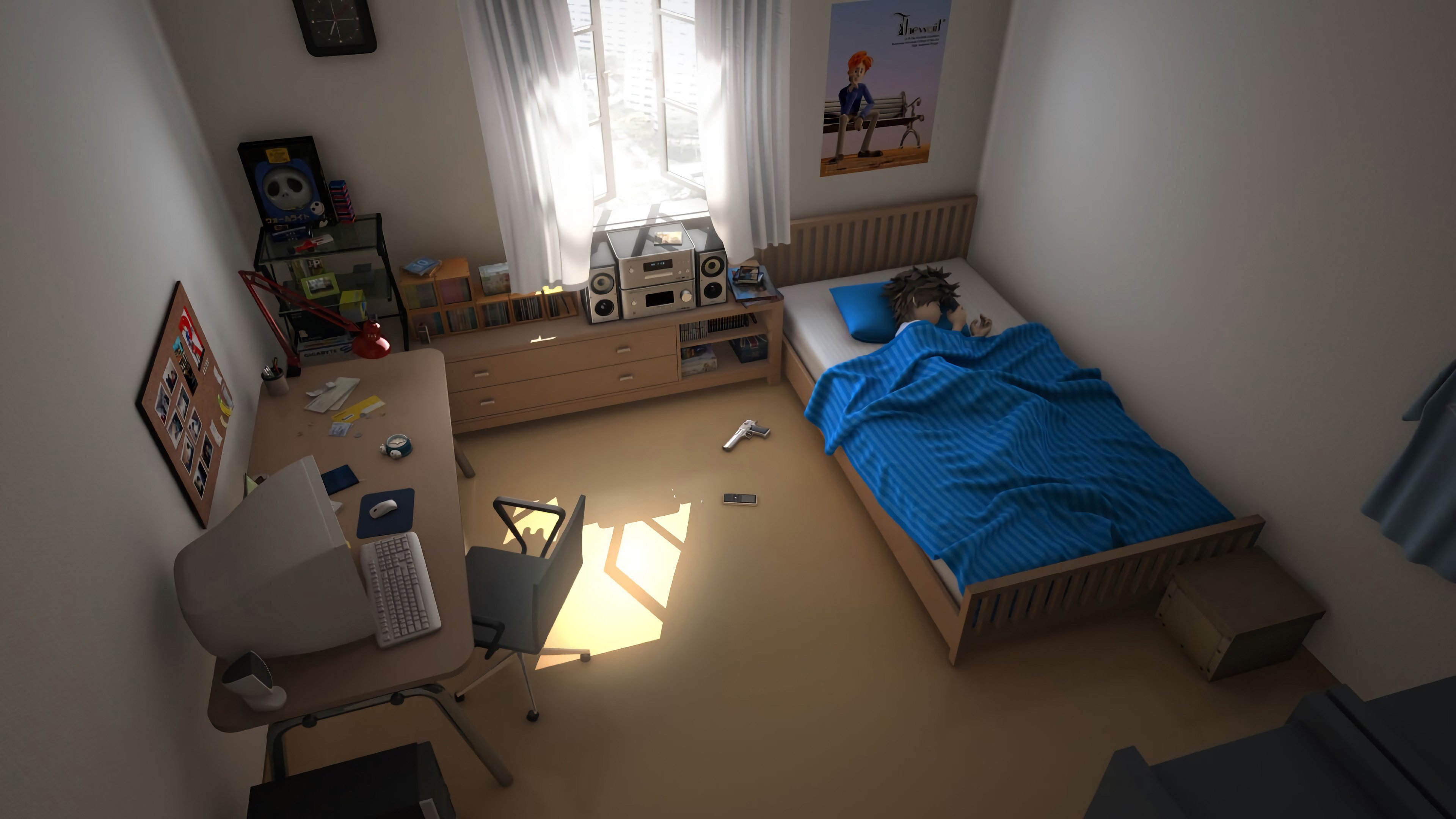 闹钟 午觉 睡觉 卧室 手枪