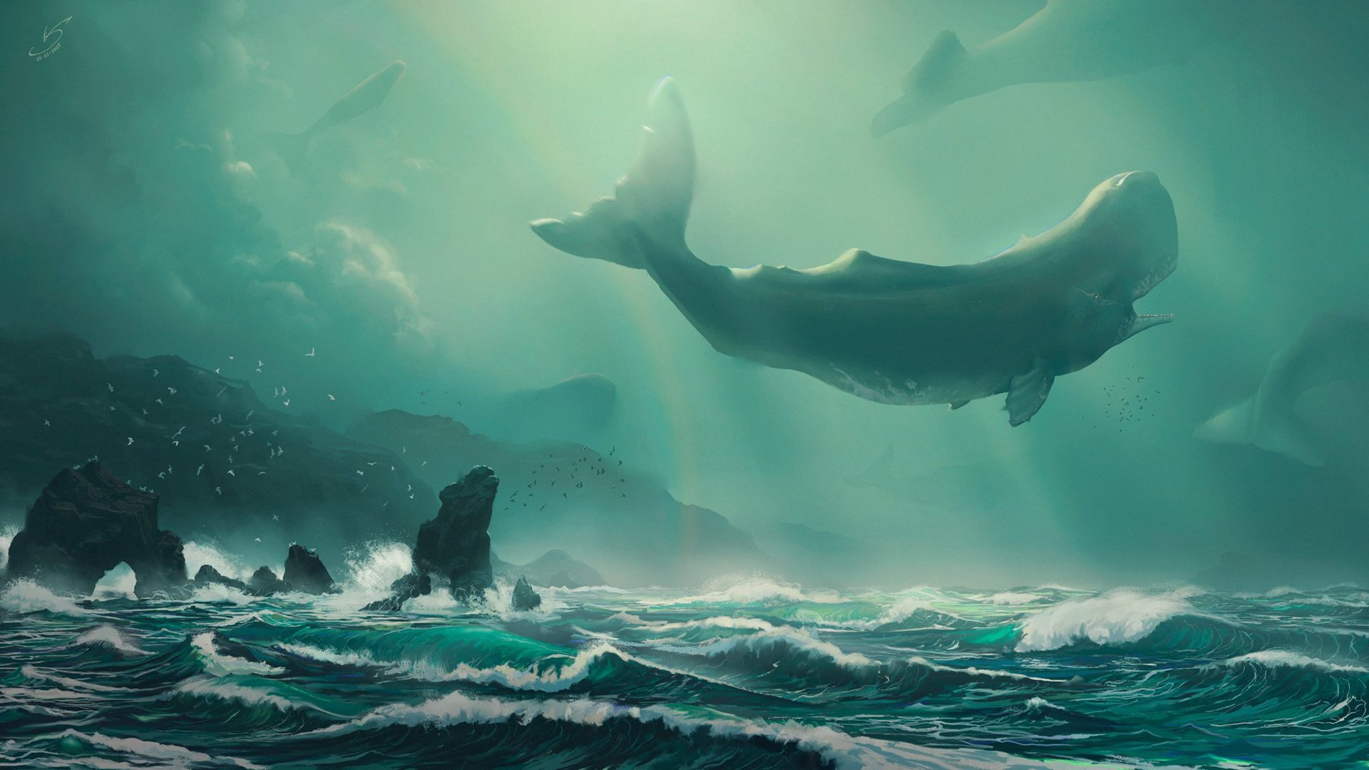 鲸鱼 波涛 童话 海浪