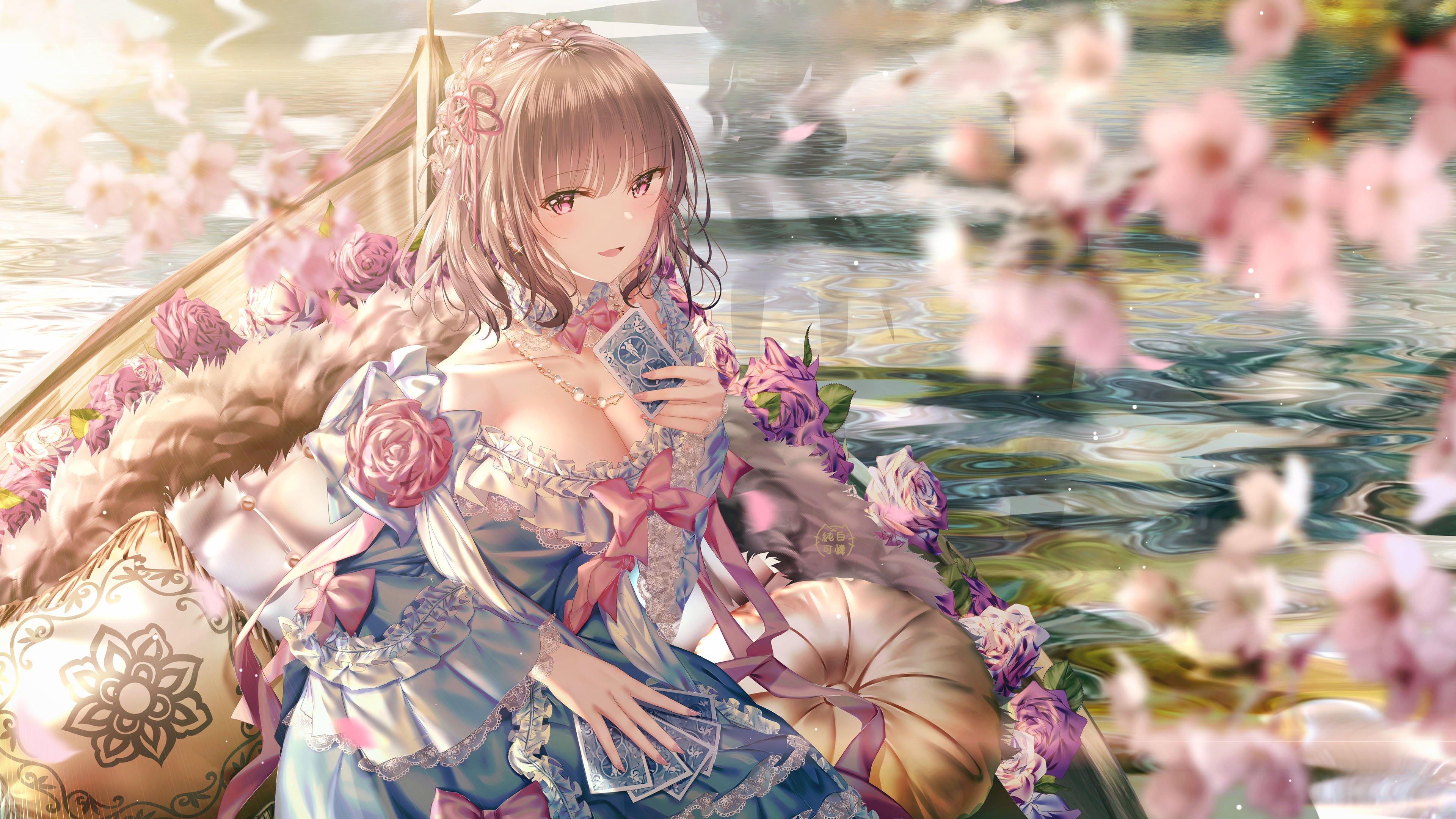 扑克 木船 桃花 豪华小舟