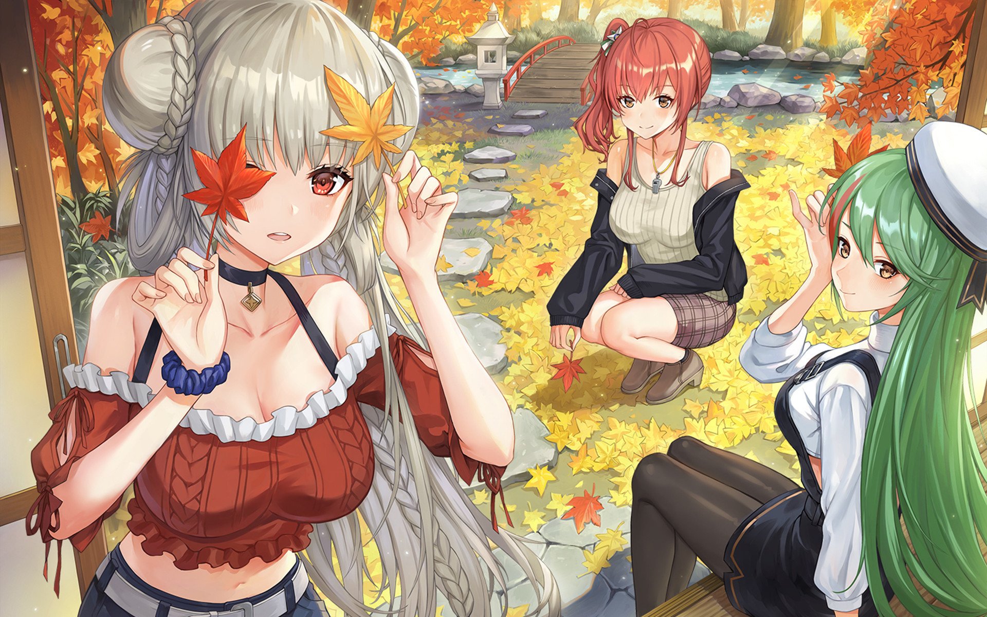 碧蓝航线 秋天 枫叶 郊游 二次元