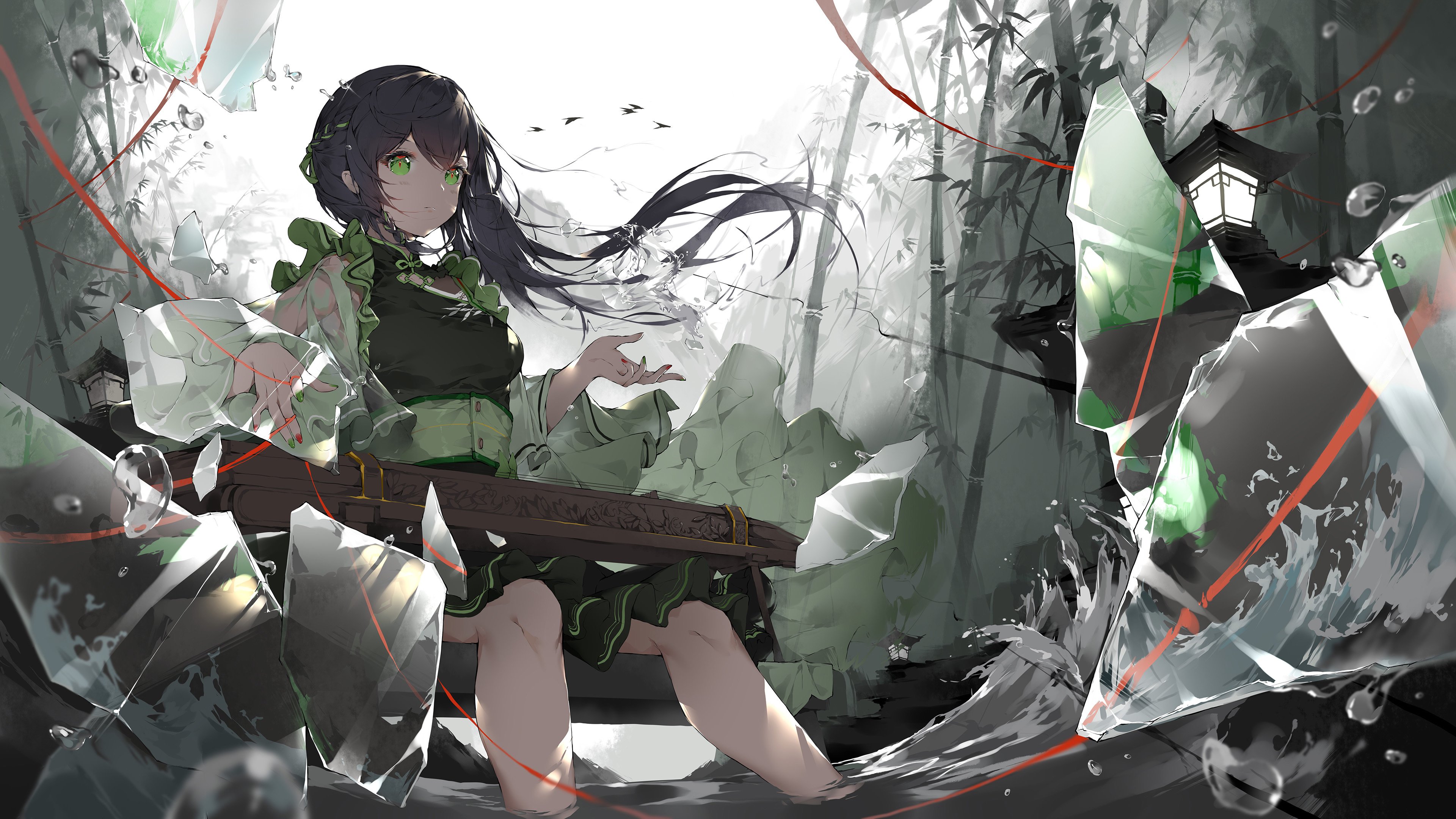 国漫 竹林 古筝 破碎