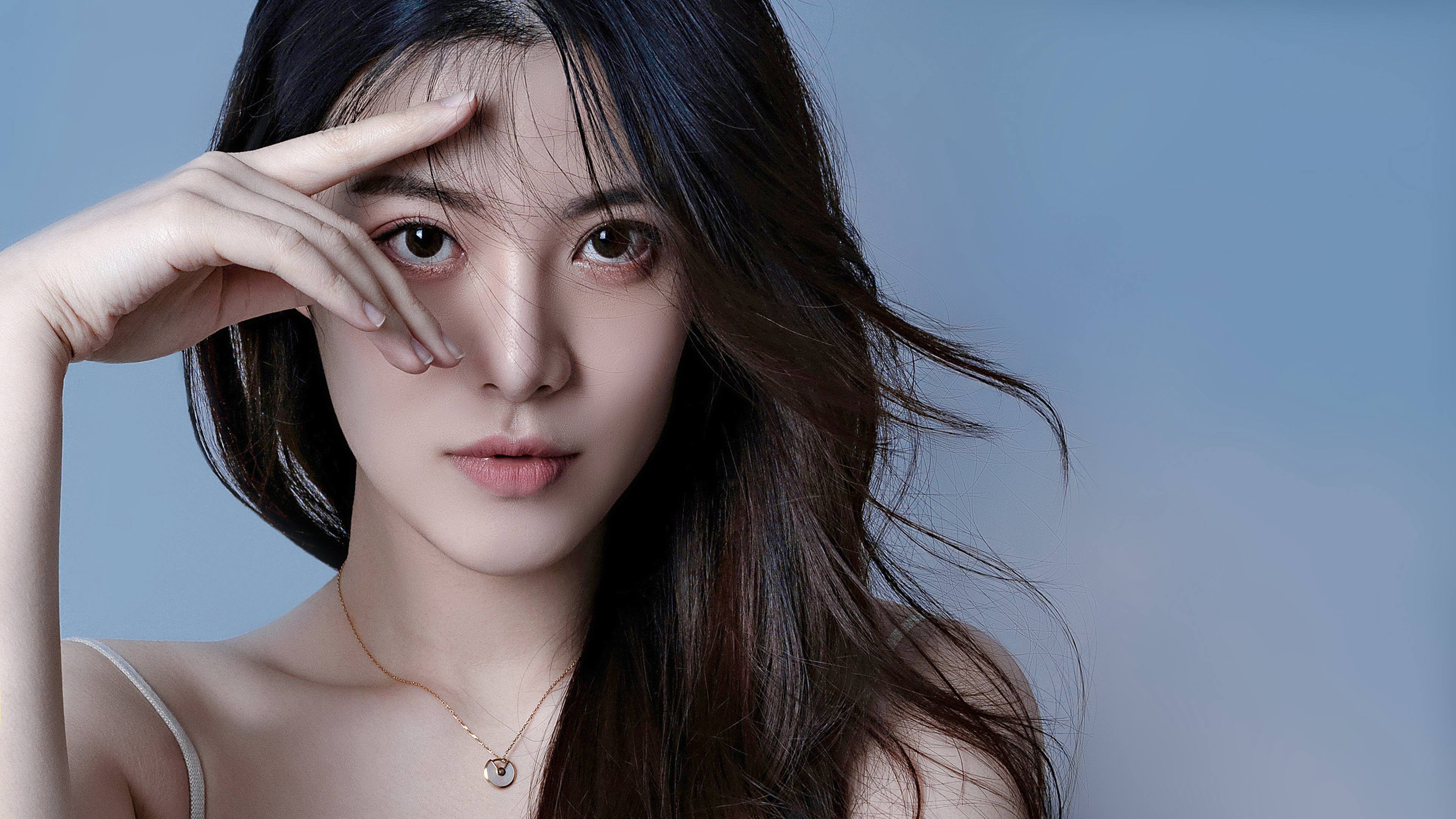 清纯 长发 大眼睛 项链