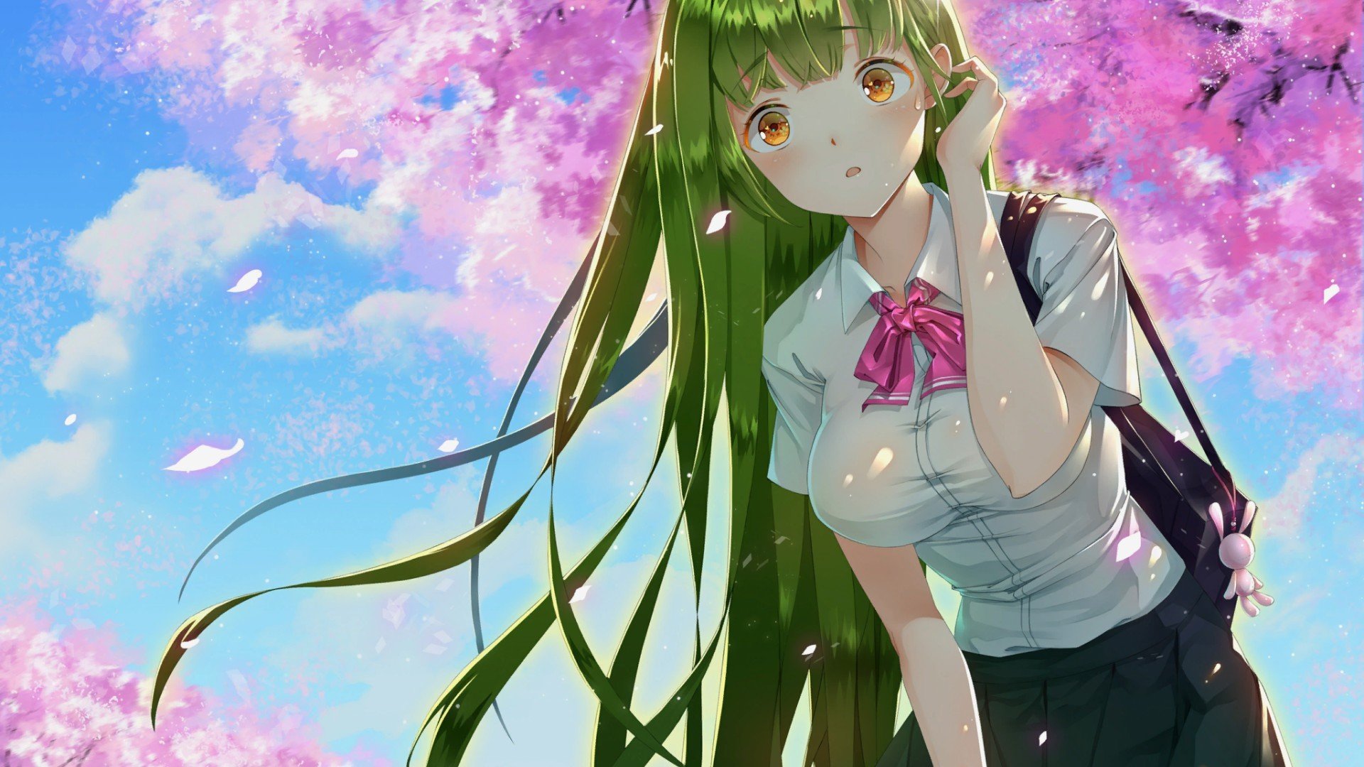 樱花 学姐 绿色长发 放学后