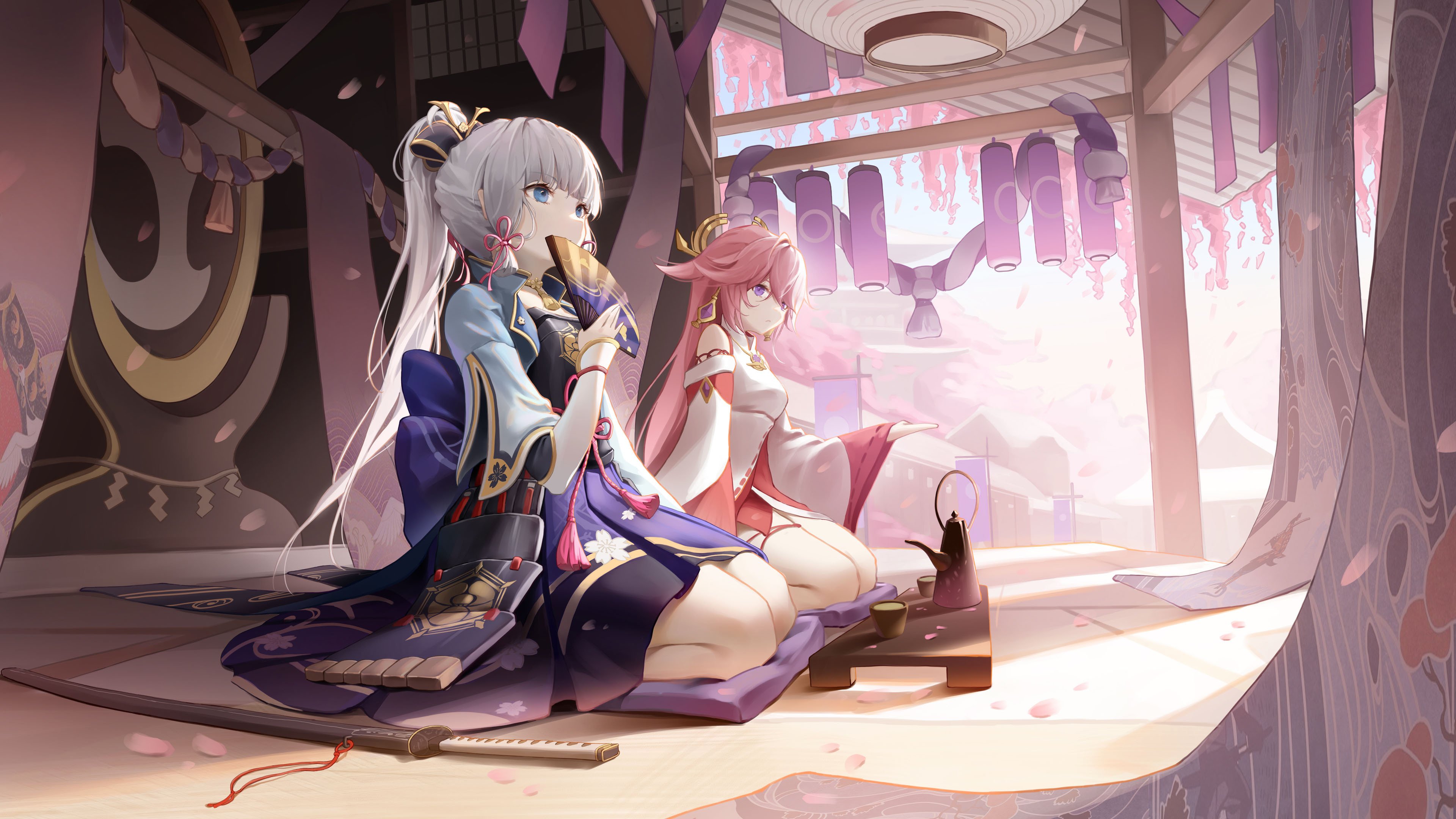 手游世界 原神 神里绫华 八重神子