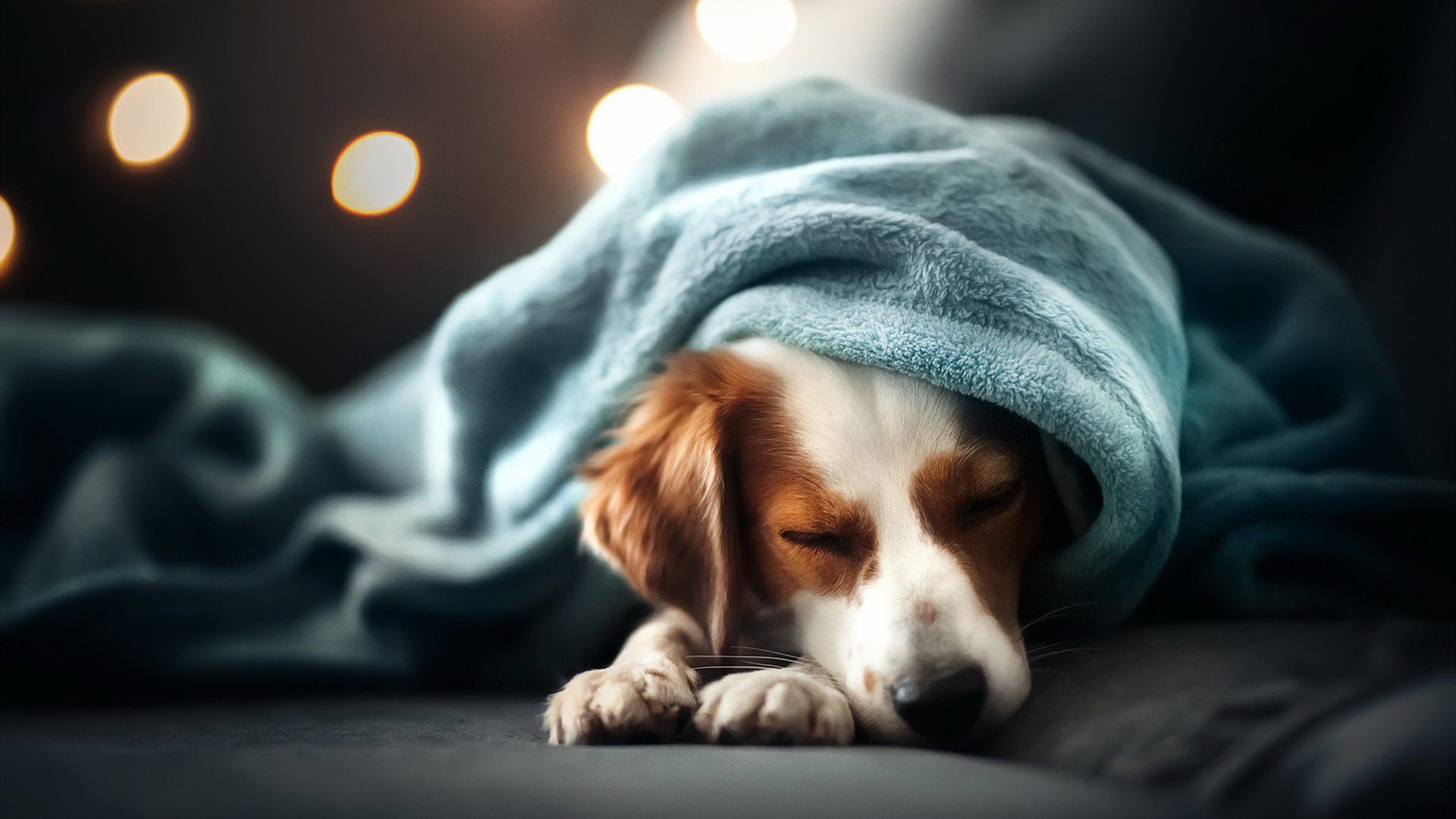 汪星人 睡觉 被子