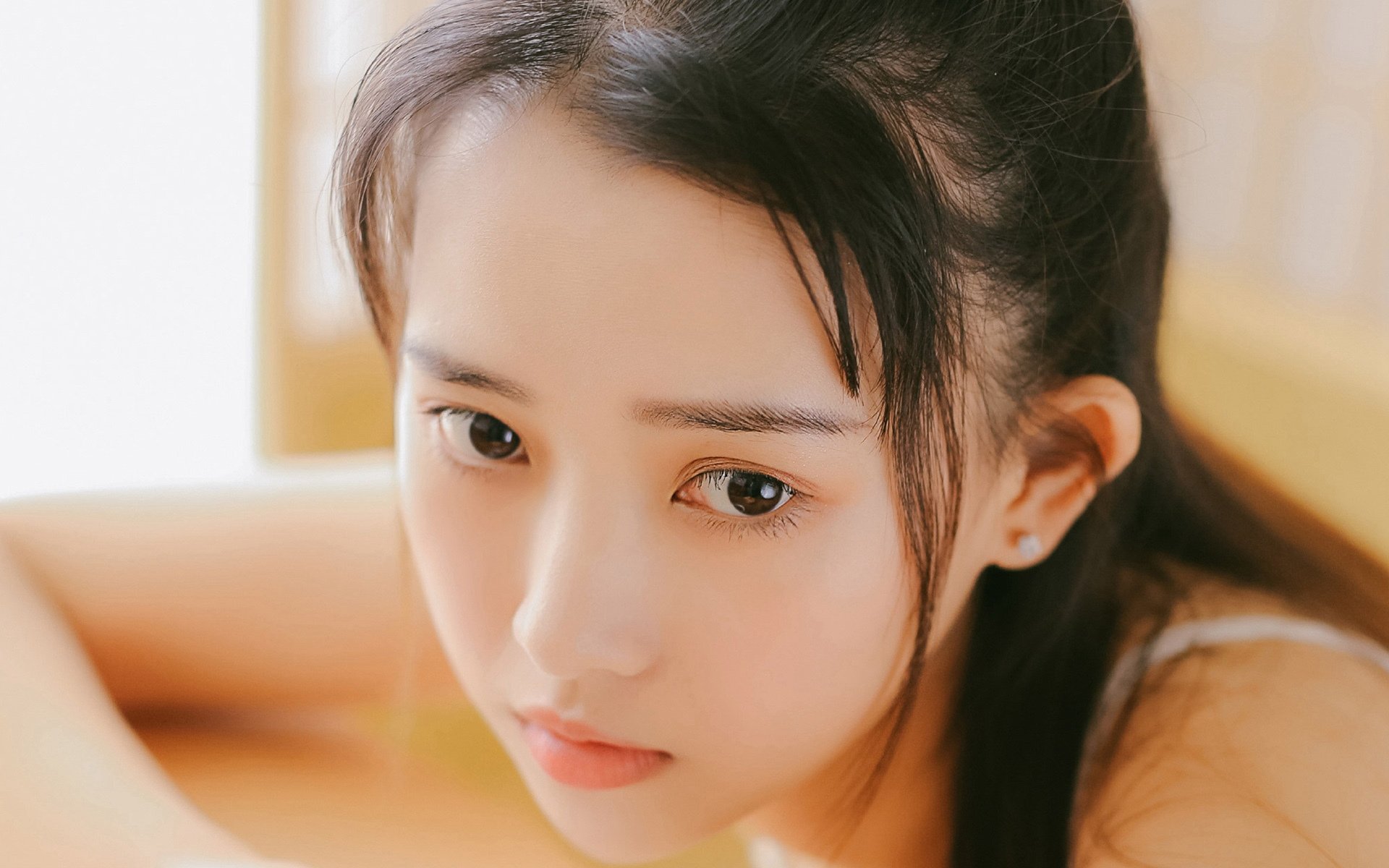 清纯 美肩 马尾 吊带 阳光