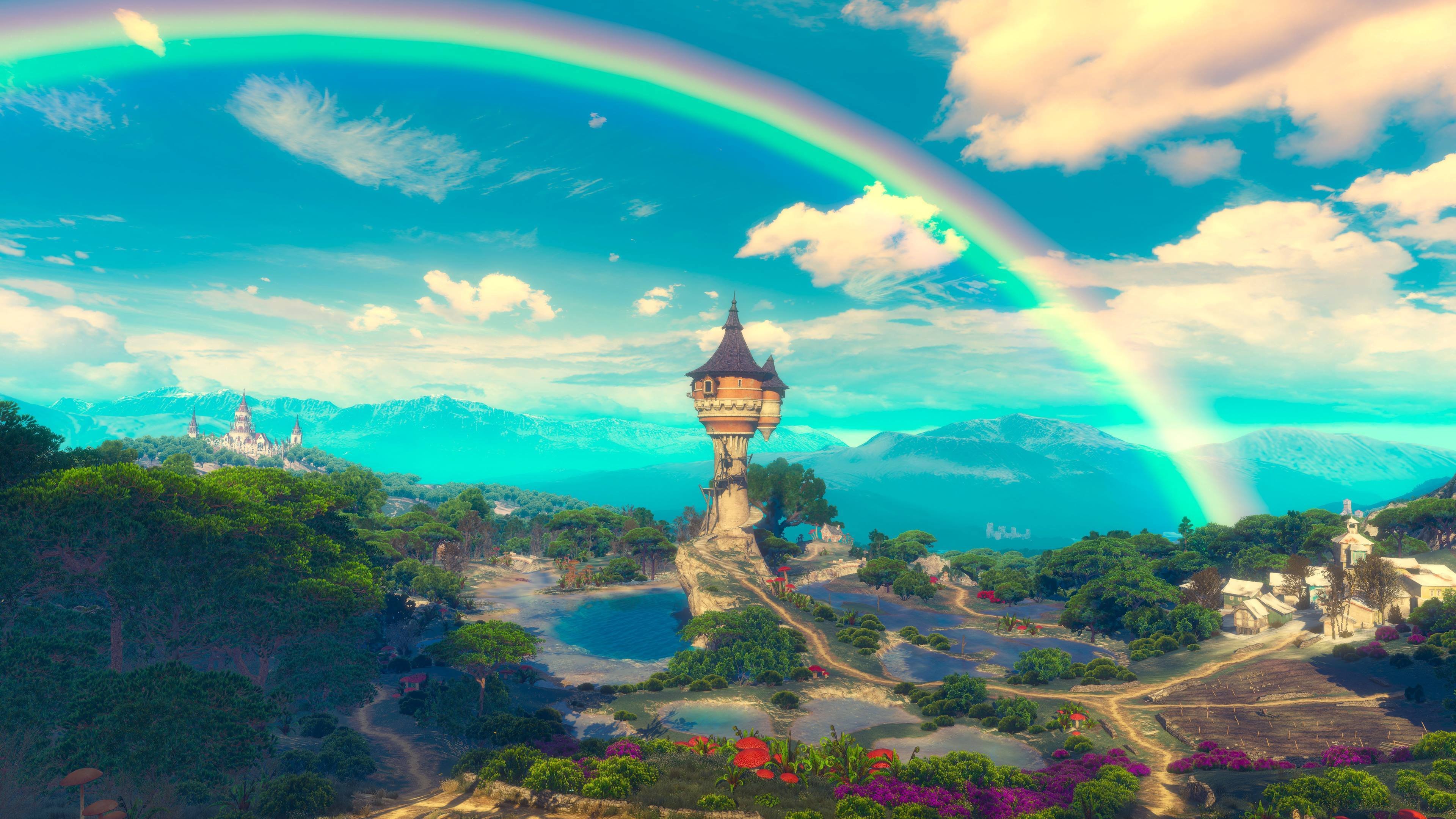 彩虹 童话 天空 白云